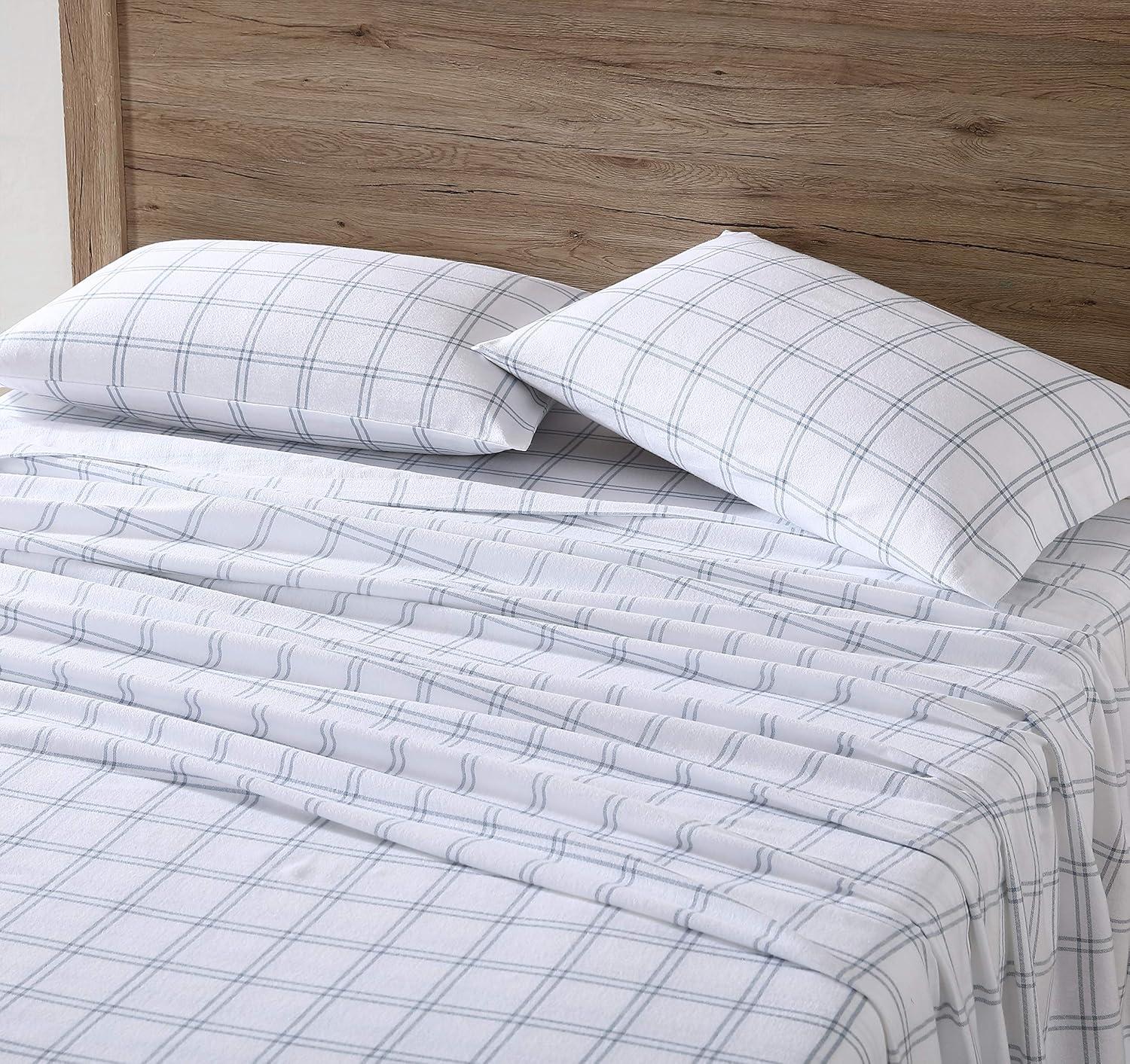 imageEddie Bauer Twin Sheets Cotton Flannel Bedding Set Brushed For Extra Softness Cozy Home Decor Montlake Plaid TwinWestridge Plaid NavyWhite