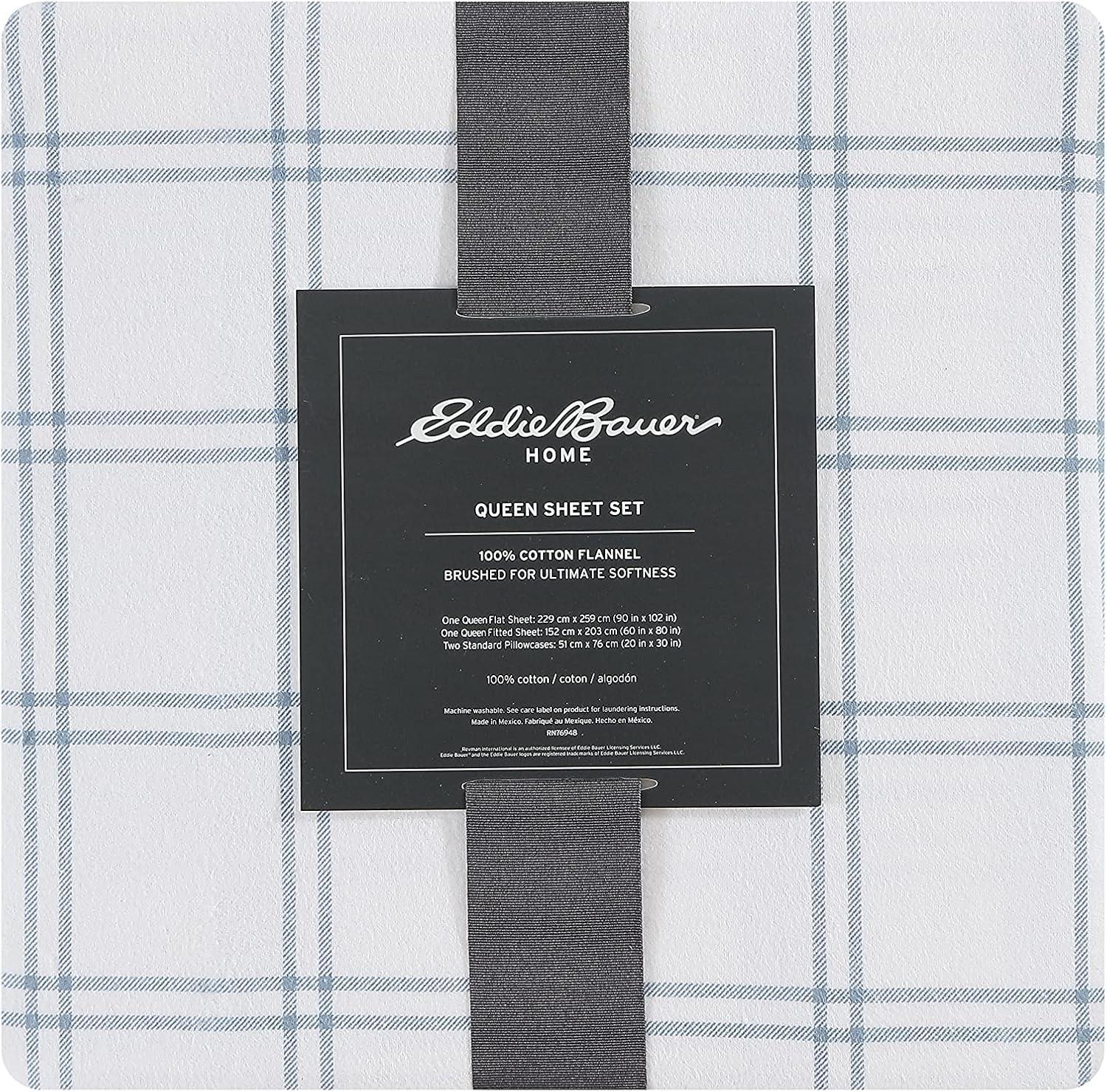 imageEddie Bauer Twin Sheets Cotton Flannel Bedding Set Brushed For Extra Softness Cozy Home Decor Montlake Plaid TwinWestridge Plaid NavyWhite