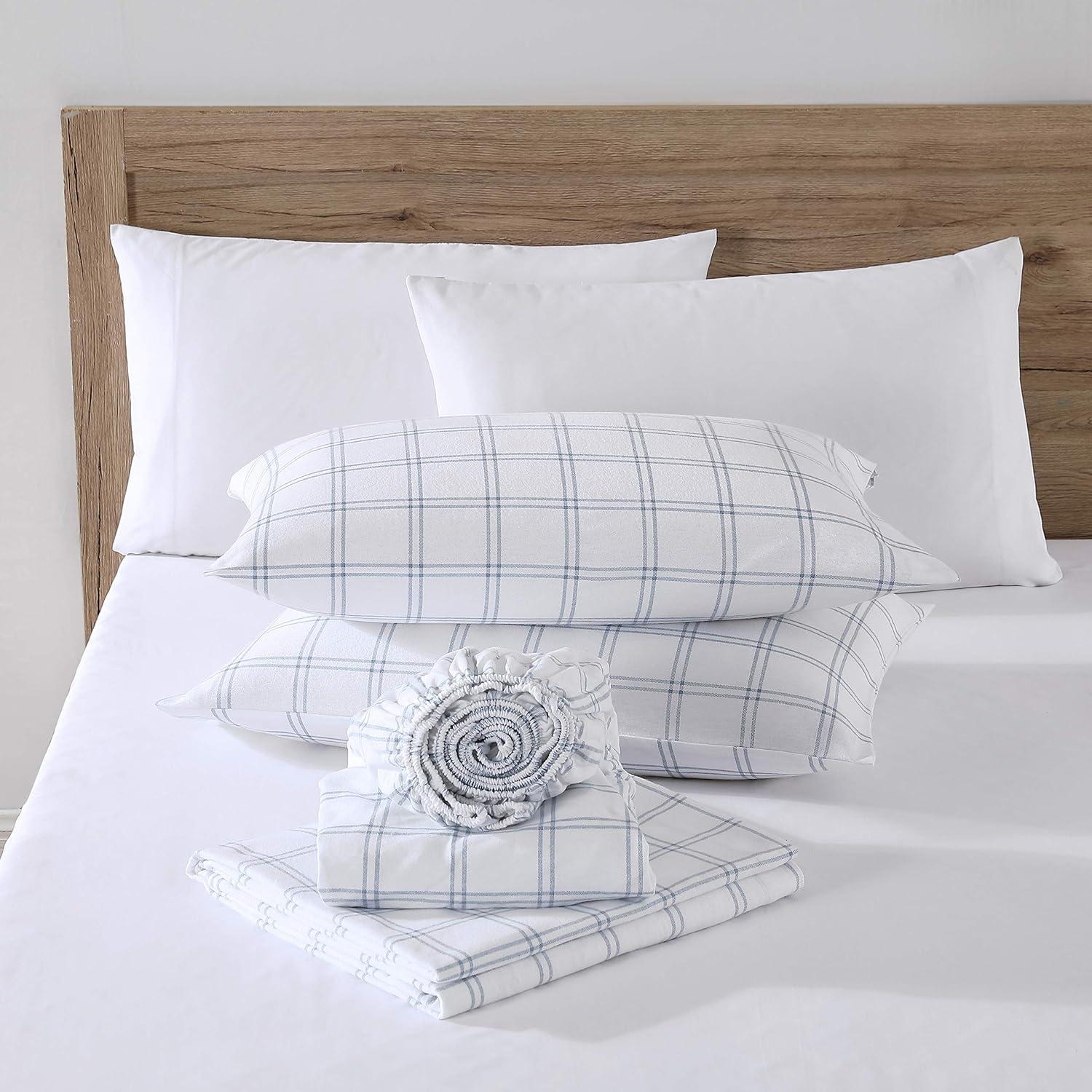 imageEddie Bauer Twin Sheets Cotton Flannel Bedding Set Brushed For Extra Softness Cozy Home Decor Montlake Plaid TwinWestridge Plaid NavyWhite