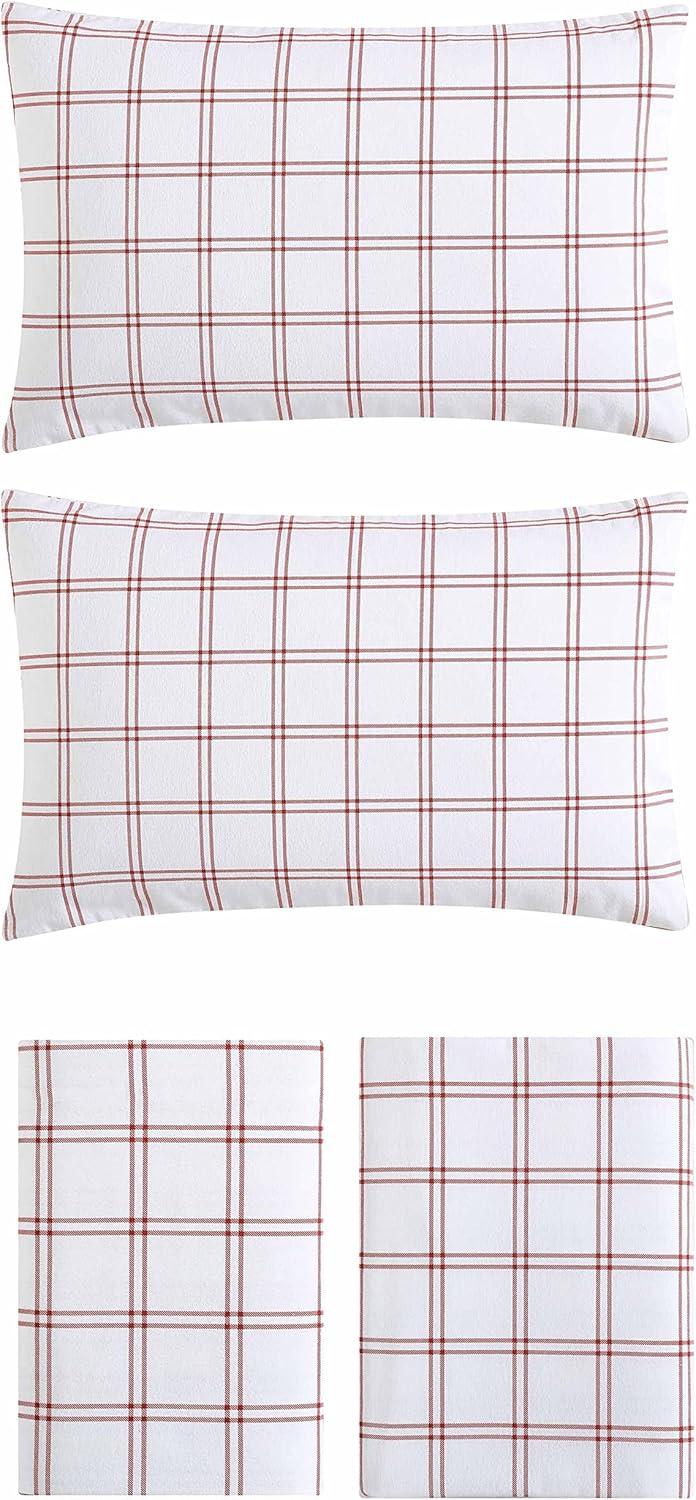 imageEddie Bauer Twin Sheets Cotton Flannel Bedding Set Brushed For Extra Softness Cozy Home Decor Montlake Plaid TwinWestridge Plaid Orange