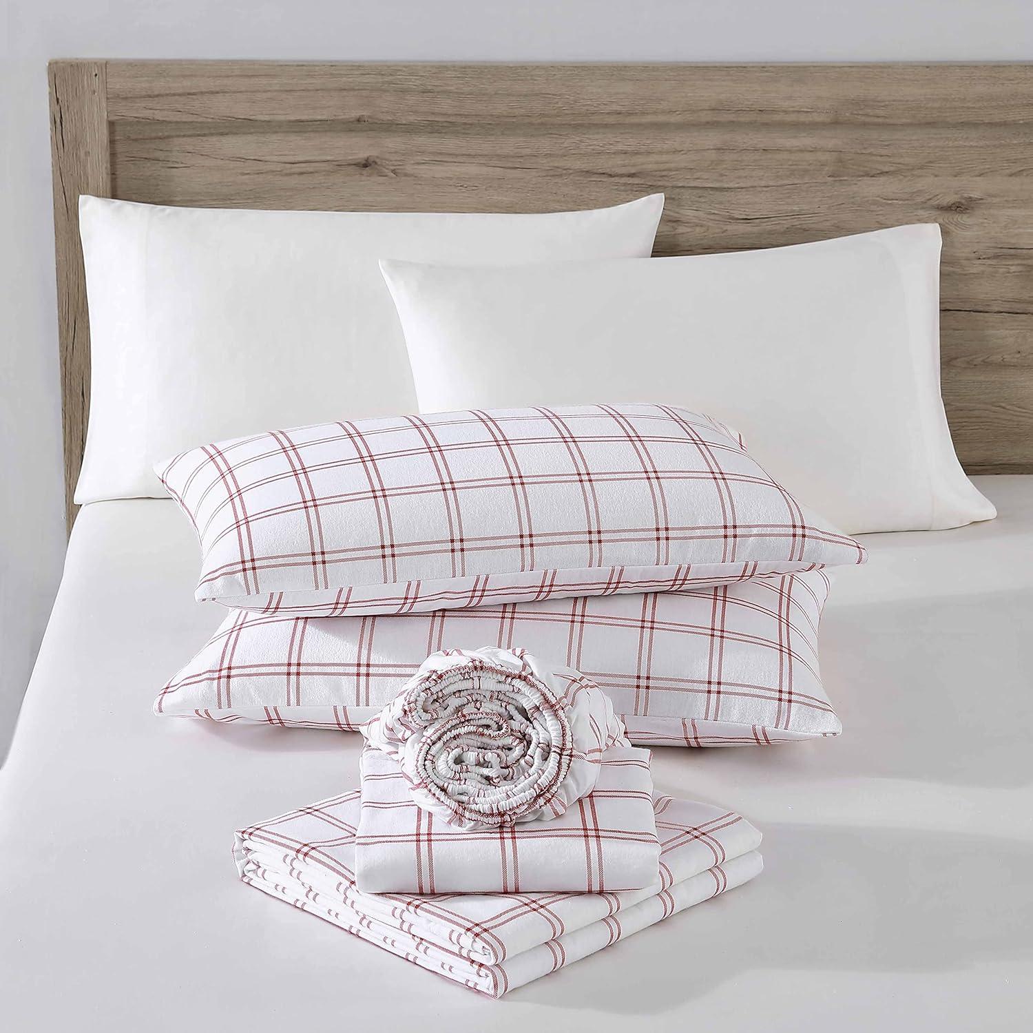 imageEddie Bauer Twin Sheets Cotton Flannel Bedding Set Brushed For Extra Softness Cozy Home Decor Montlake Plaid TwinWestridge Plaid Orange