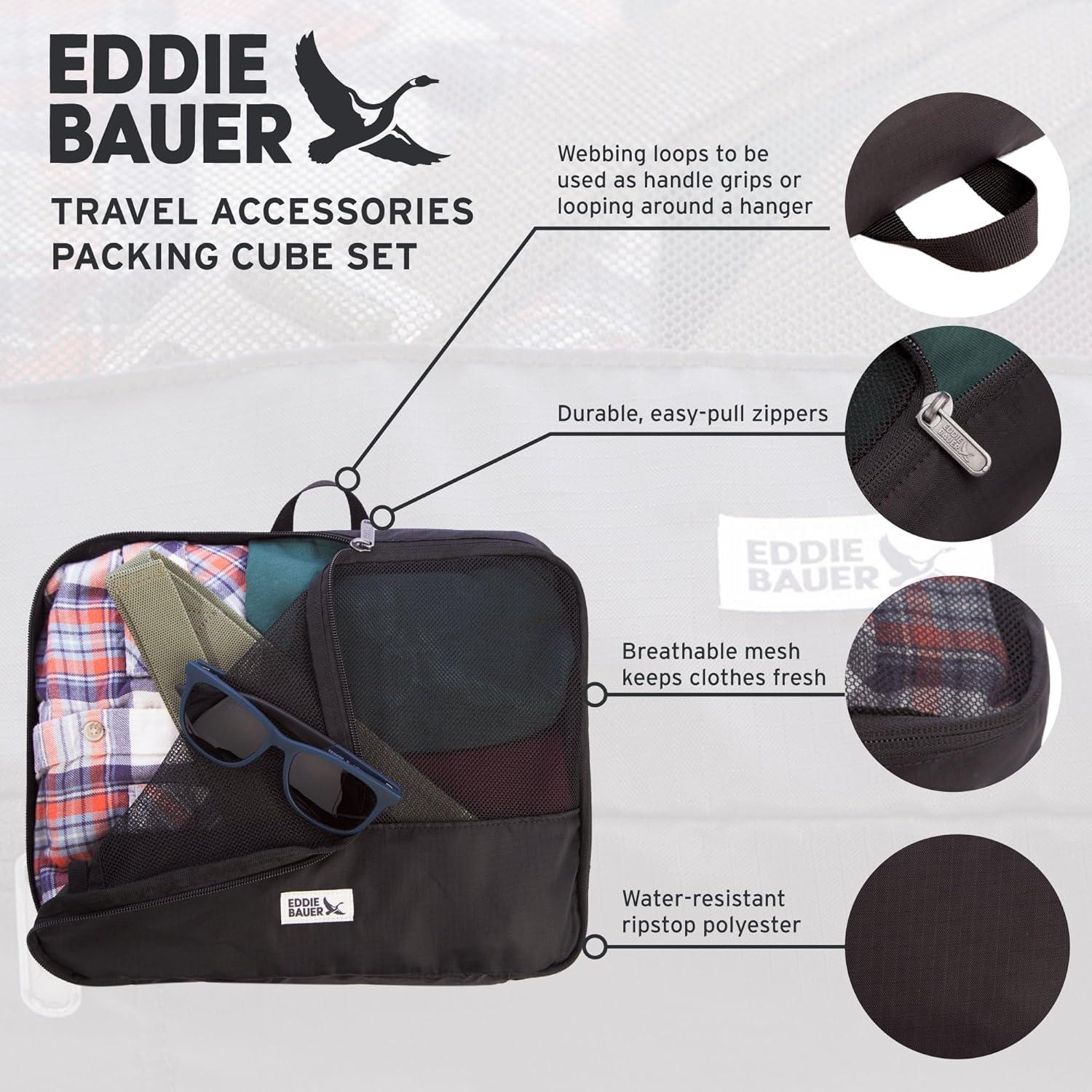 imageEddie Bauer 5 Set Packing Organizer Cubes for Suitcases Travel Essentials for Carry on Lugagge Oganizer Bags Set Accessories BlackBrook