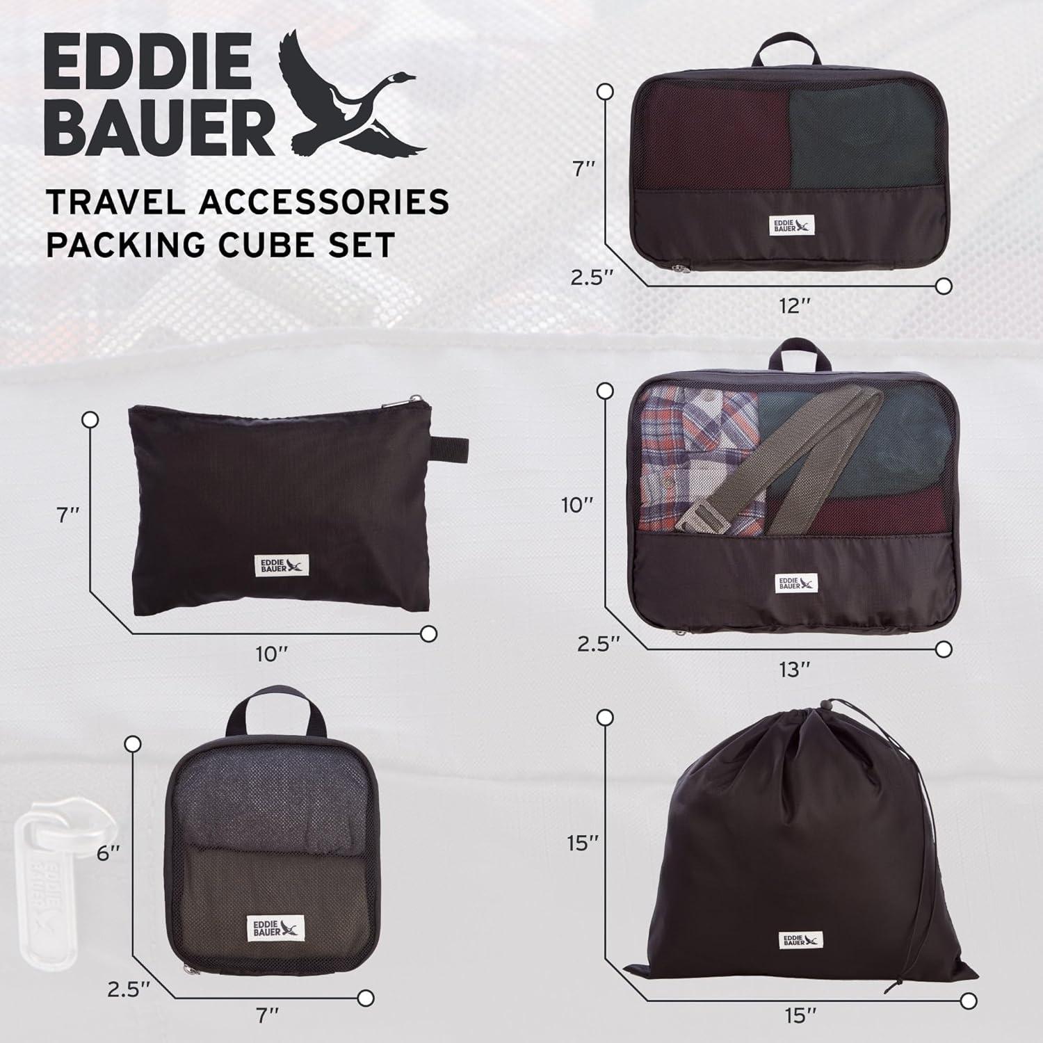imageEddie Bauer 5 Set Packing Organizer Cubes for Suitcases Travel Essentials for Carry on Lugagge Oganizer Bags Set Accessories BlackBrook