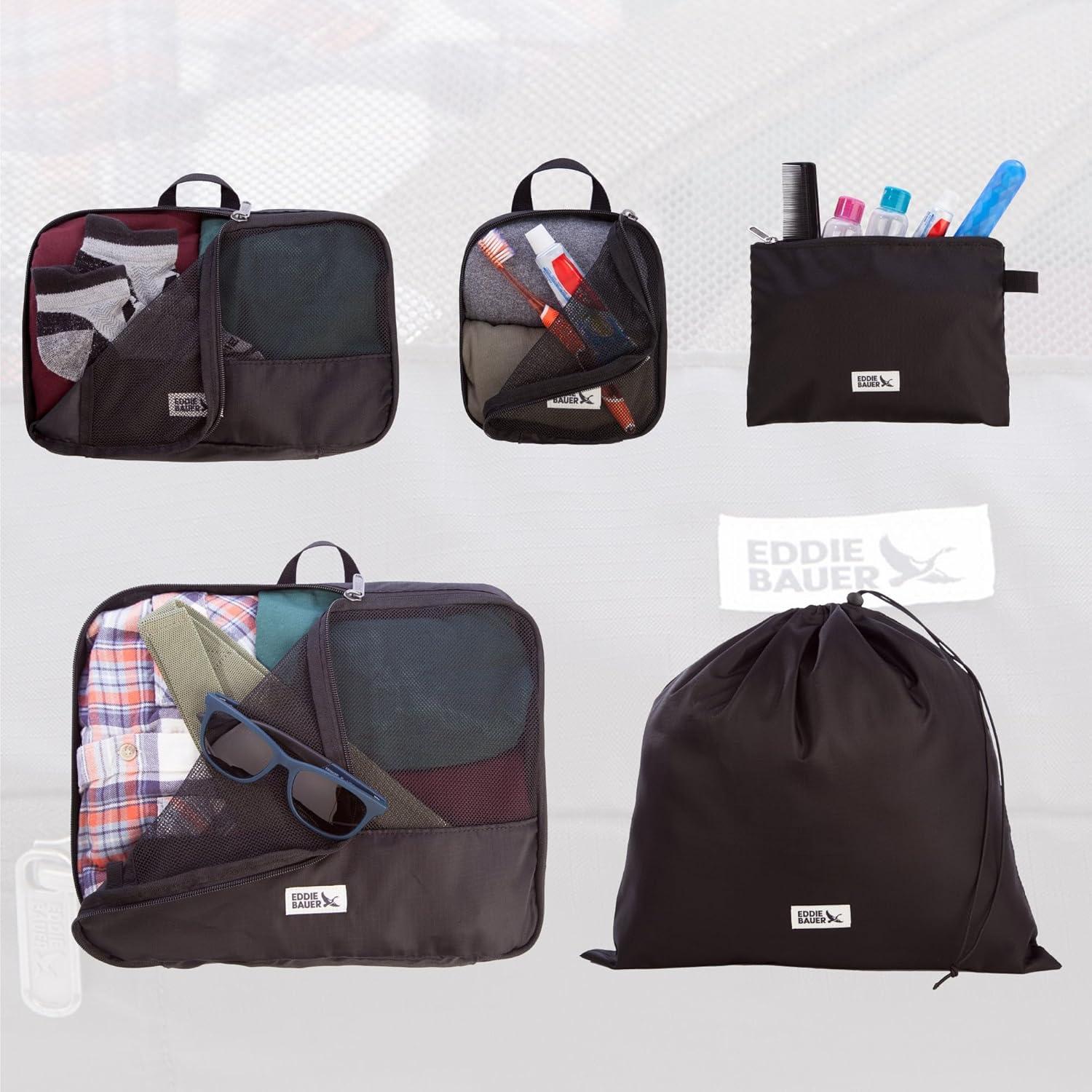 imageEddie Bauer 5 Set Packing Organizer Cubes for Suitcases Travel Essentials for Carry on Lugagge Oganizer Bags Set Accessories BlackBrook