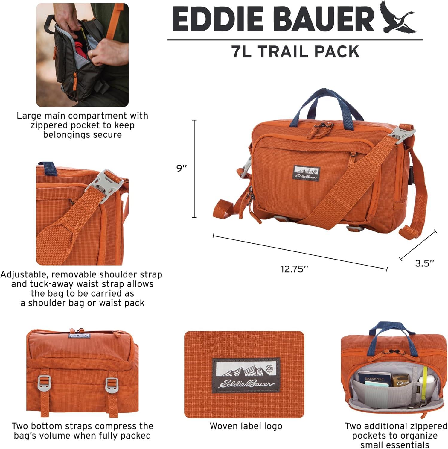 imageEddie Bauer 7L Trail Bag with Removeable Shoulder Strap and Adjustable WaistbandCarbon Black