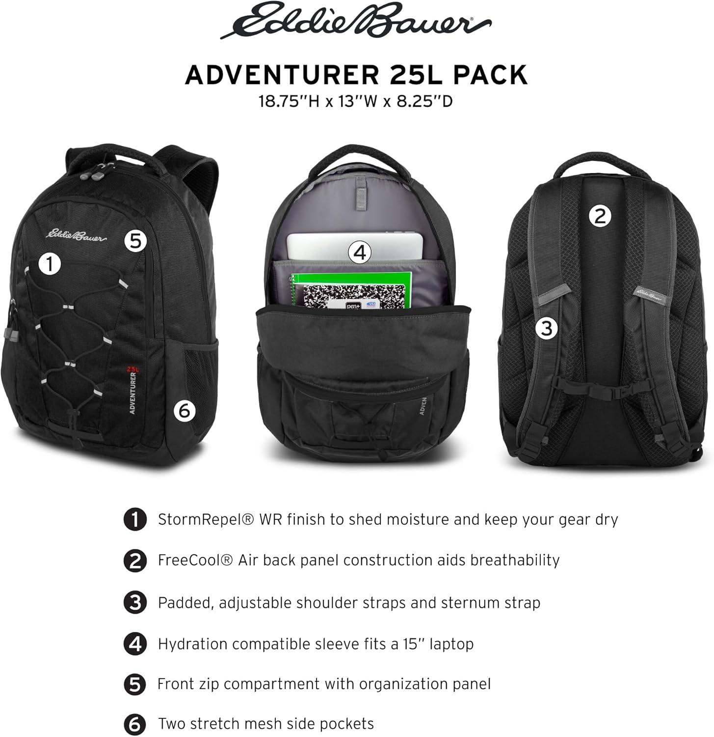 imageEddie Bauer Adventurer Backpack with Organization Compartments and HydrationLaptop Compatible Sleeve Adventurer True Blue 30LAdventurer True Blue