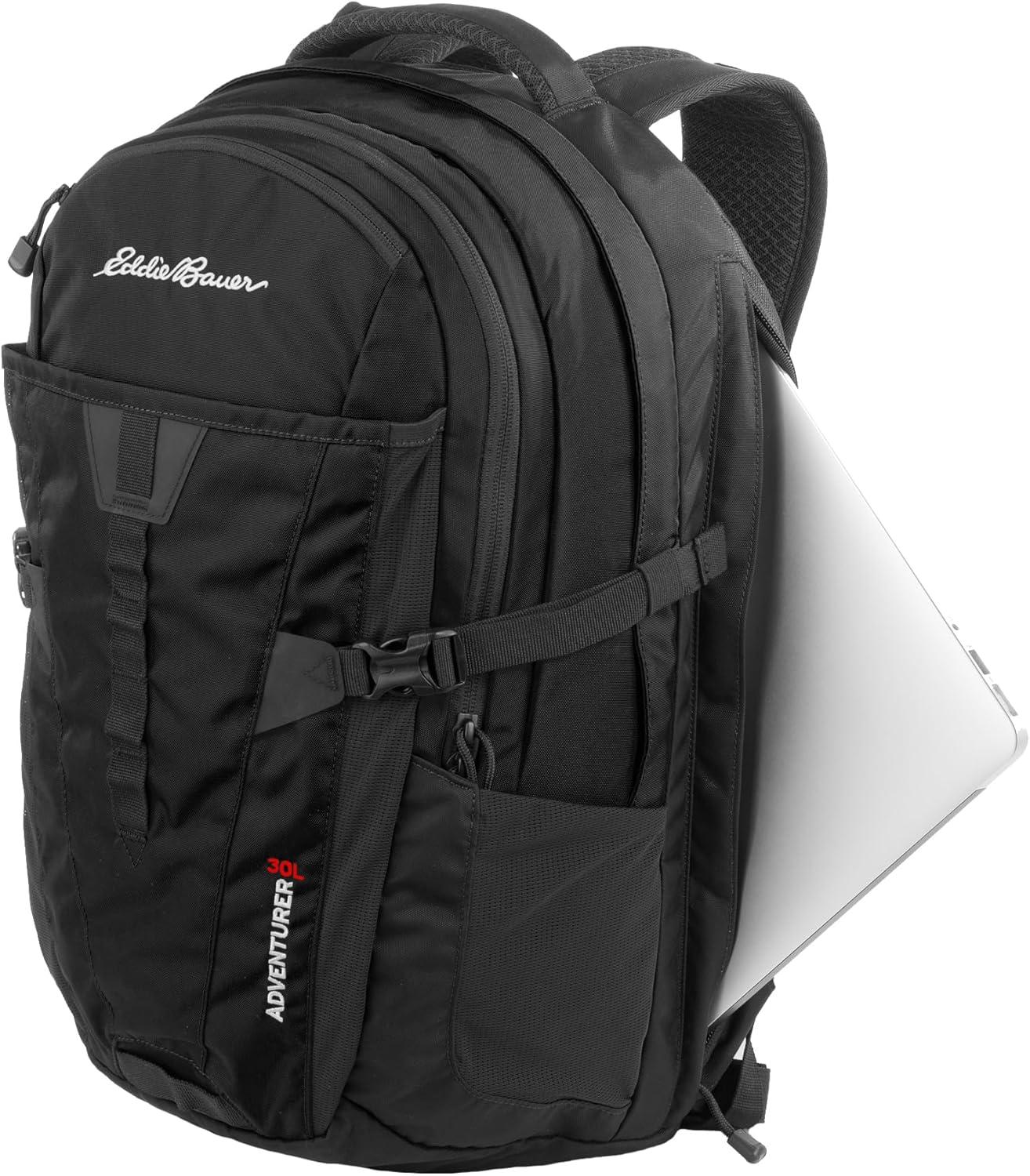 imageEddie Bauer Adventurer Backpack with Organization Compartments and HydrationLaptop Compatible Sleeve Adventurer True Blue 30LWomens Adventurer Black