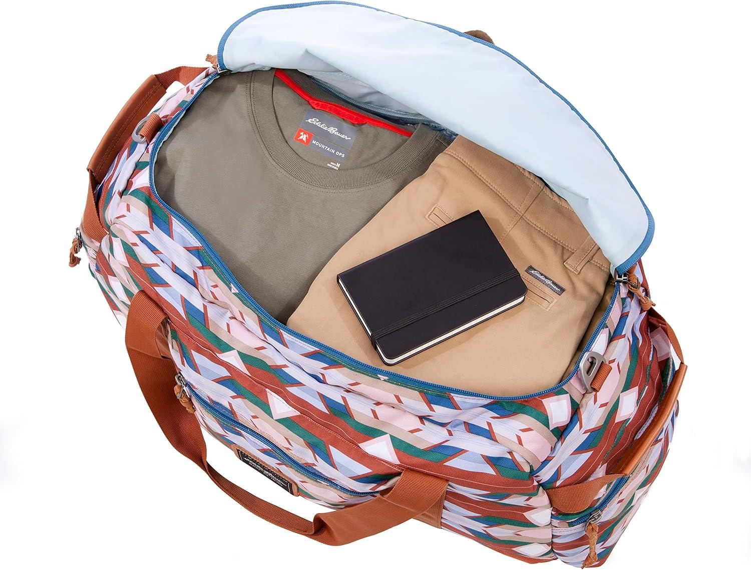 imageEddie Bauer Bygone Duffel Travel Weekend Bag Lightweight Durable 45L Rugged PolyesterNylon UShaped Main Compartment BlackSienna