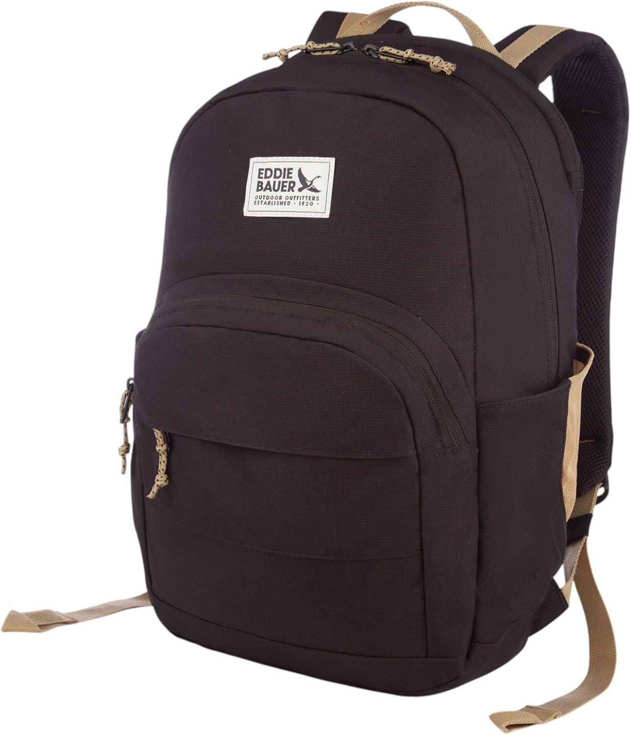 imageEddie Bauer Campus Backpack 26L Everyday Carry Work Travel Commuter Padded Laptop Sleeve Stretch Bottle Pockets Lightweight Durable Marine BlueCampus Black