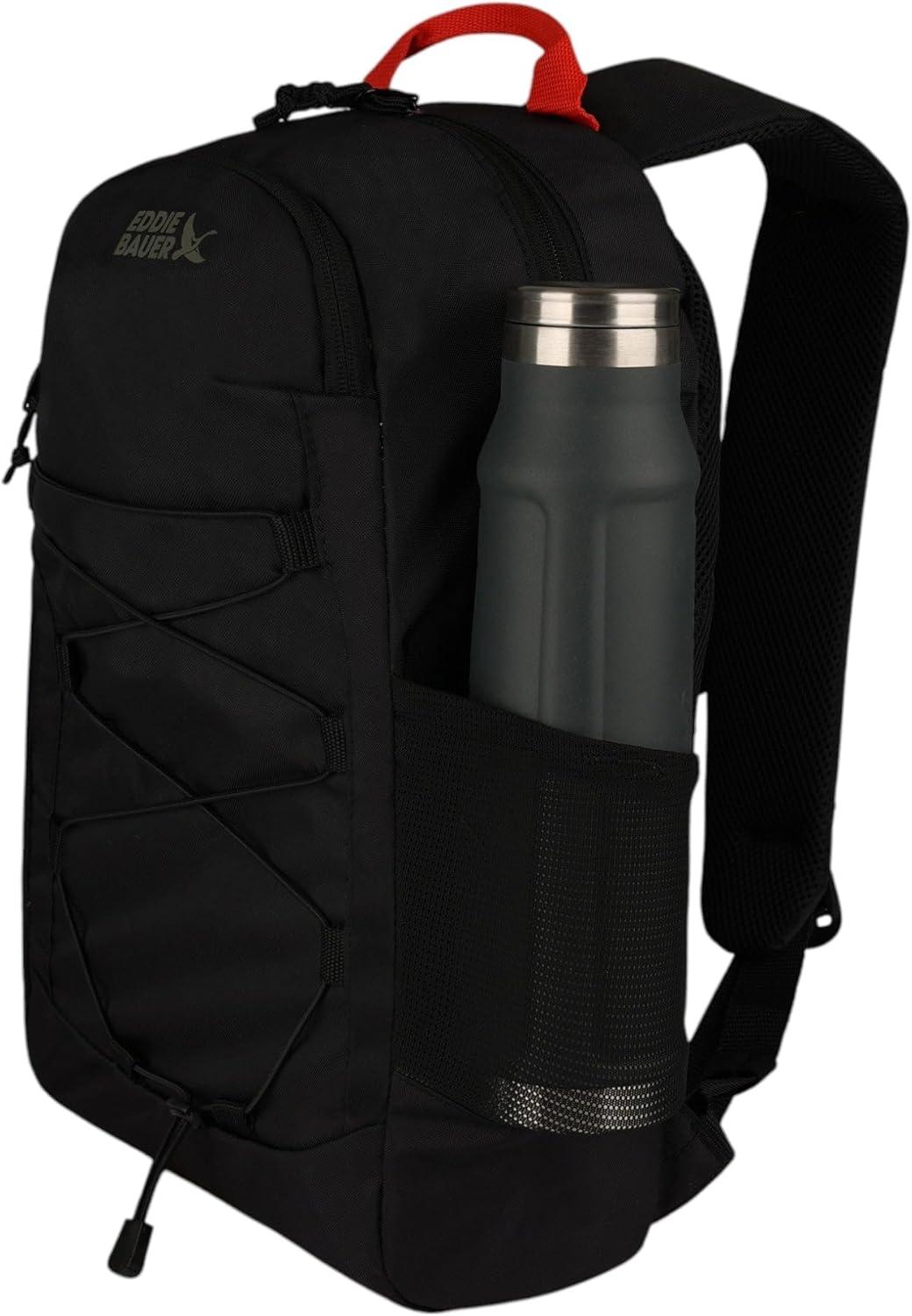 imageEddie Bauer Campus Backpack 26L Everyday Carry Work Travel Commuter Padded Laptop Sleeve Stretch Bottle Pockets Lightweight Durable Marine BlueVarsity Black