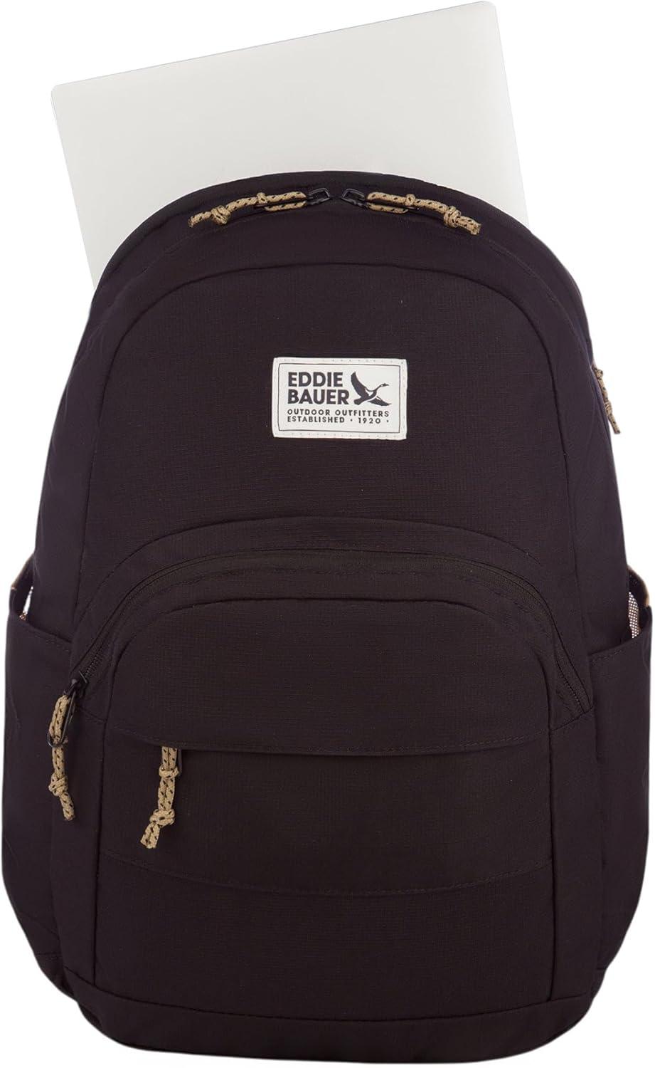 imageEddie Bauer Campus Backpack 26L Everyday Carry Work Travel Commuter Padded Laptop Sleeve Stretch Bottle Pockets Lightweight Durable Marine BlueCampus Black