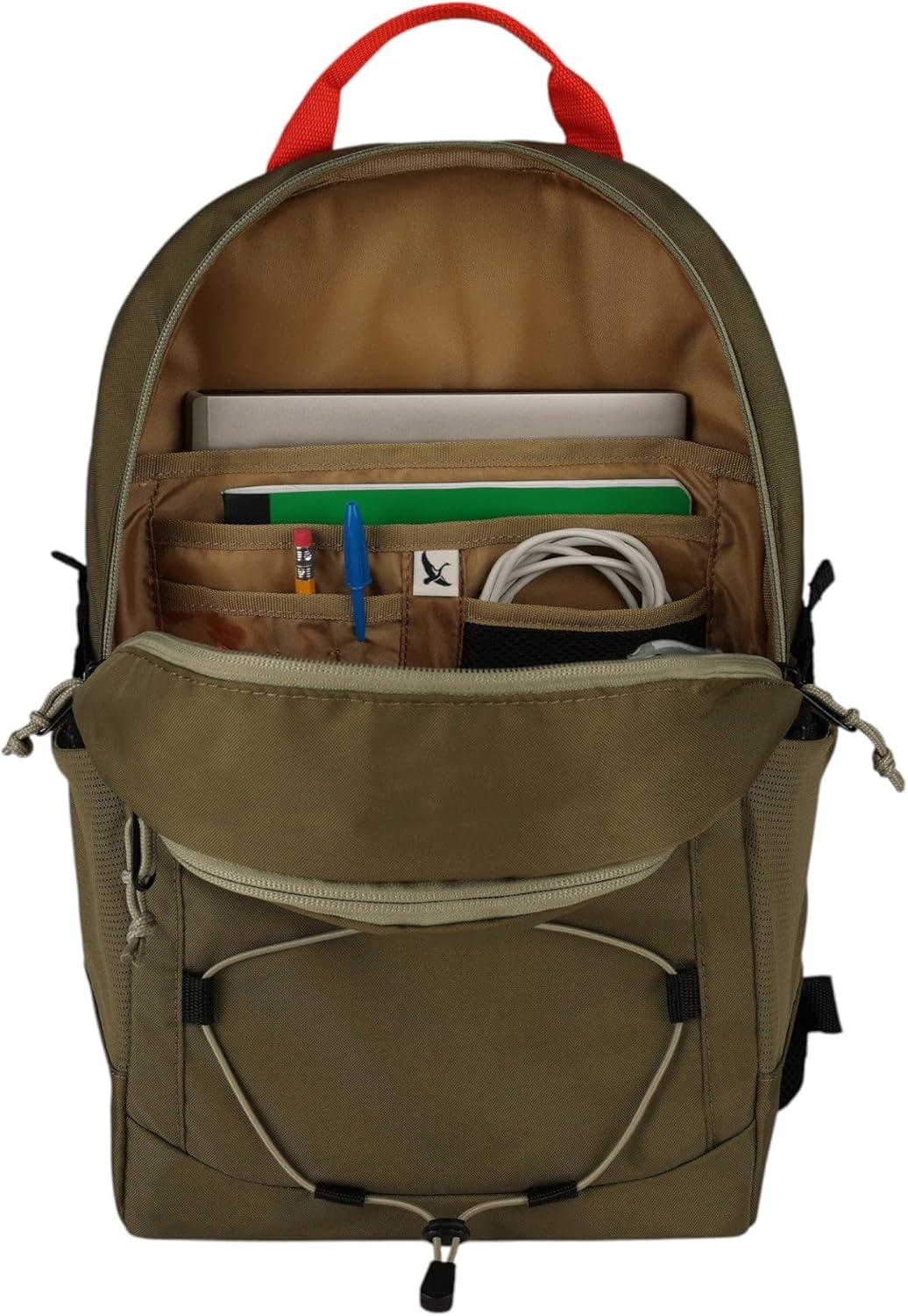 imageEddie Bauer Campus Backpack 26L Everyday Carry Work Travel Commuter Padded Laptop Sleeve Stretch Bottle Pockets Lightweight Durable Marine BlueVarsity Adler Green