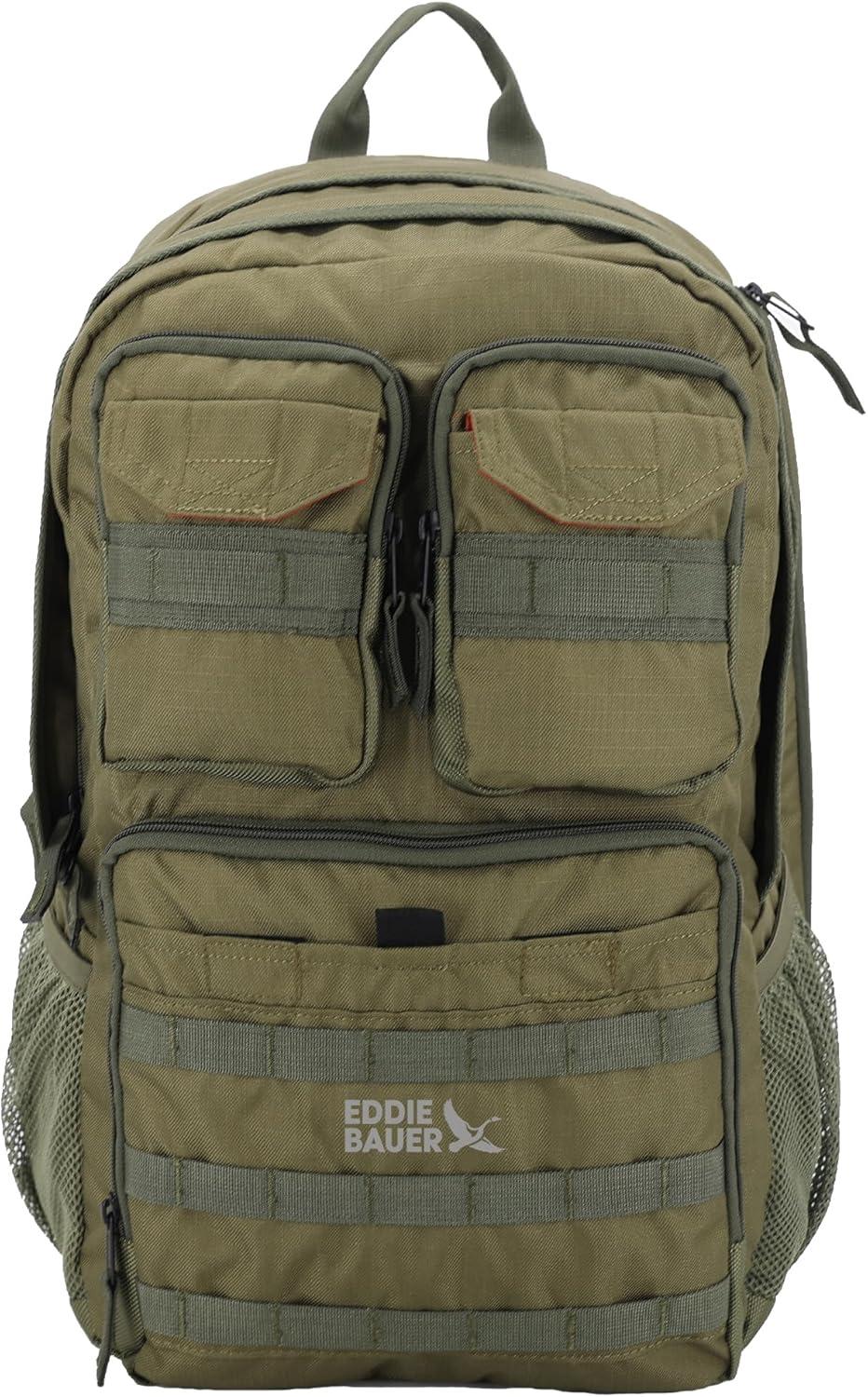 imageEddie Bauer Cargo Tactical Backpack Adventure Heavy Duty Outdoor Water Resistant 600D PolyesterMoss Grey