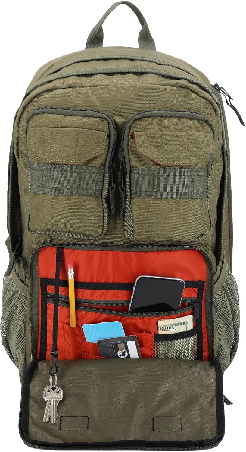 imageEddie Bauer Cargo Tactical Backpack Adventure Heavy Duty Outdoor Water Resistant 600D PolyesterMoss Grey