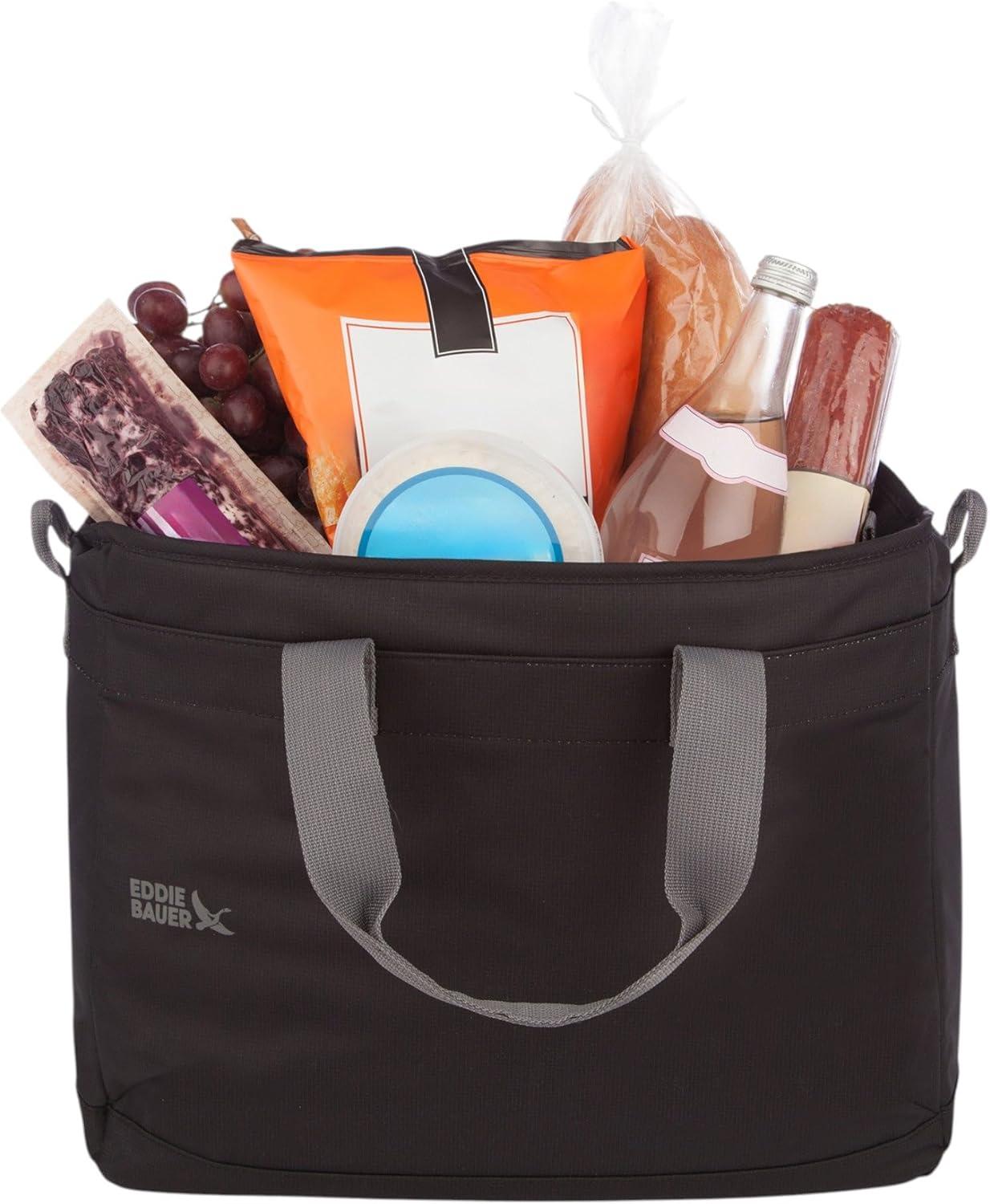 imageEddie Bauer Cooler Bag Insulated Vacation Travel Camping Tailgate Beach Picnic Festival Shoulder Carry Top Handle RainTote Cooler Black