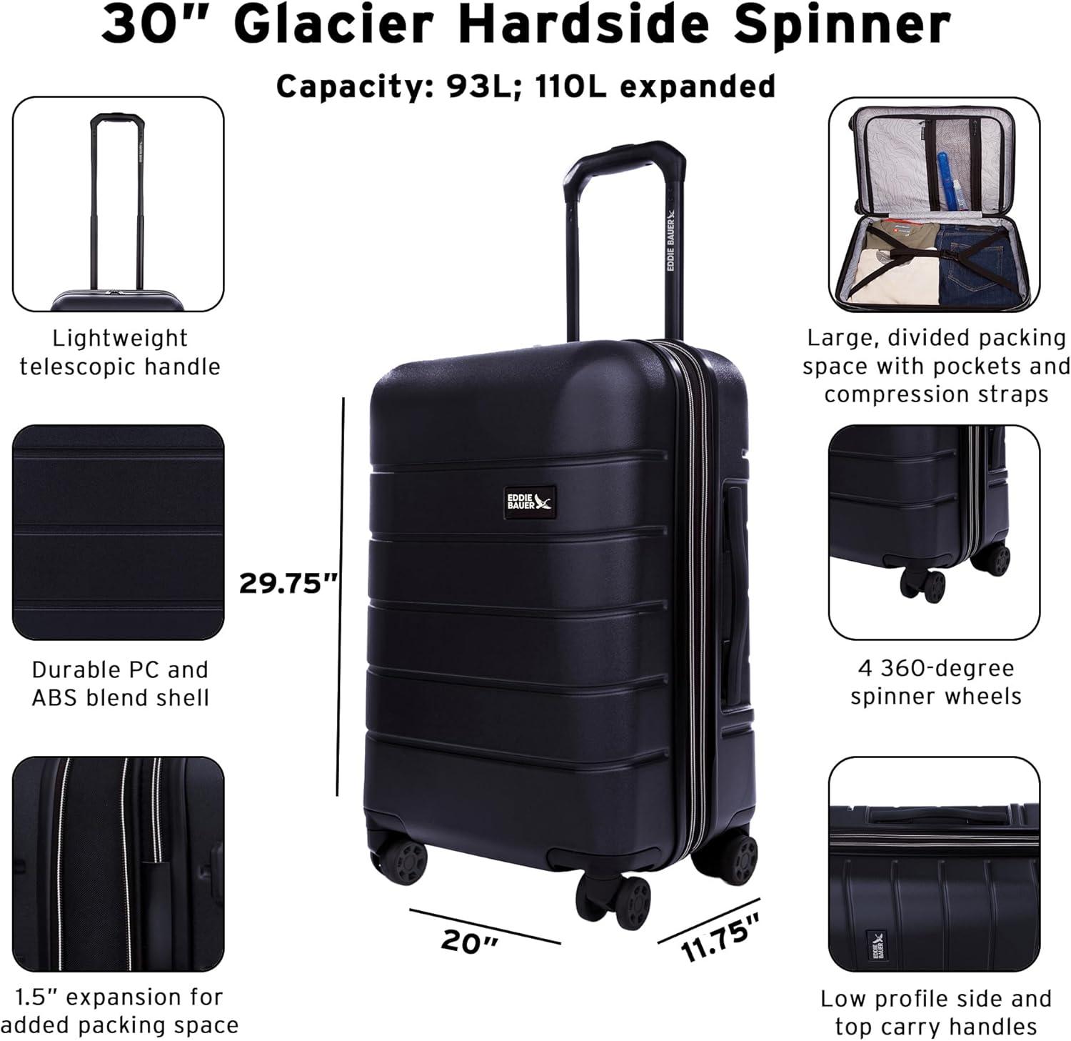 imageEddie Bauer Glacier Hardside Spinner Durable PCABS Construction 2Piece Set Suitcase Luggage SprigStorm