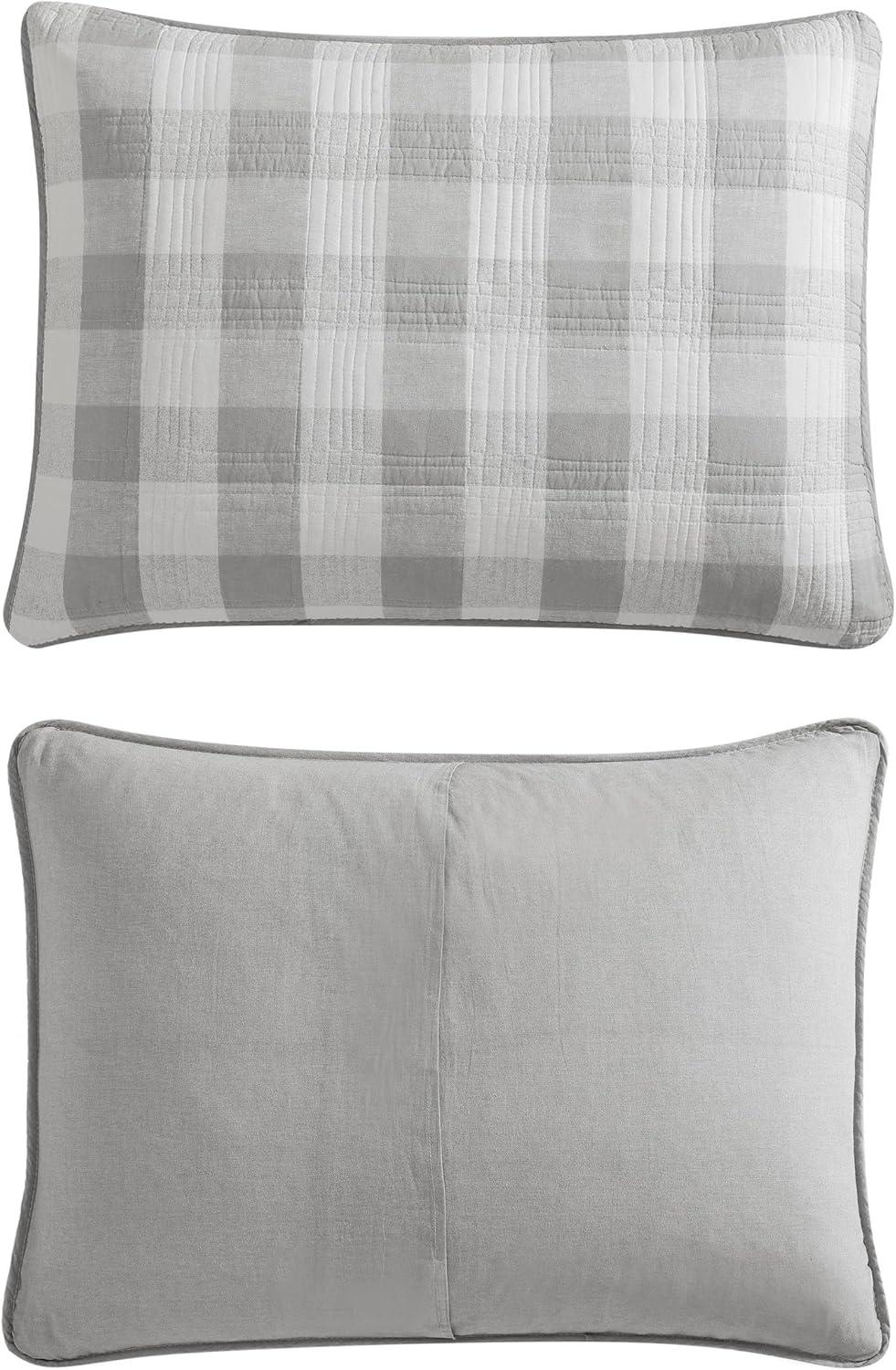 imageEddie Bauer Home Lake House Collection Bedding Set 100 Cotton LightWeight Quilt Bedspread PreWashed for Extra Comfort Twin BlueLakehouse Plaid Light Grey