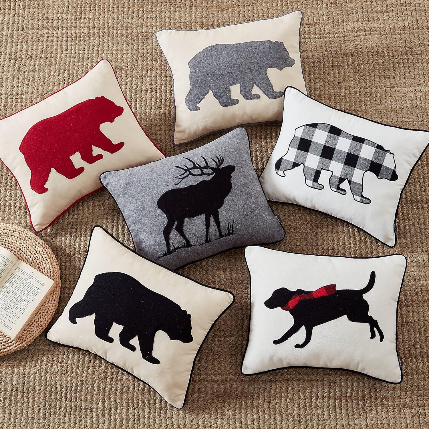 imageEddie Bauer Home Throw Pillow with Zipper Closure Perfect Luxurious Bedding Set for Bed or Sofa 16quot x 20quot Bear Twill BlackBear Twill Red