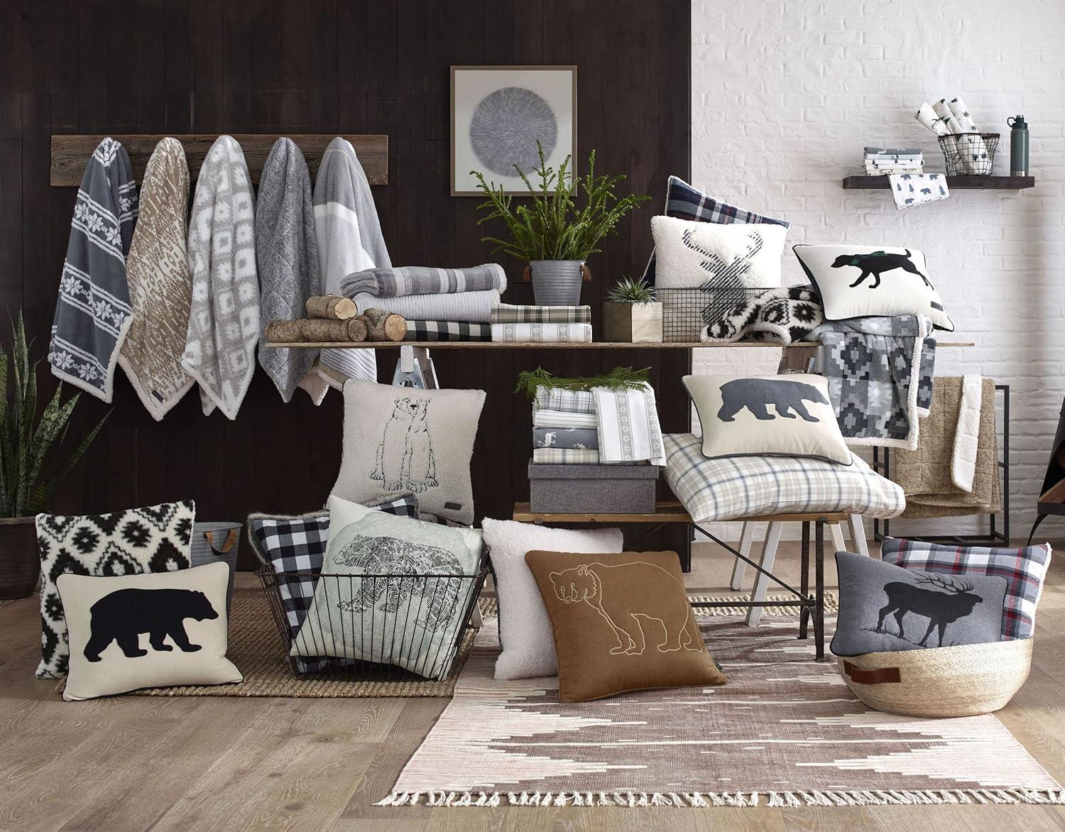 imageEddie Bauer Home Throw Pillow with Zipper Closure Perfect Luxurious Bedding Set for Bed or Sofa 16quot x 20quot Bear Twill BlackElk CharcoalBlack