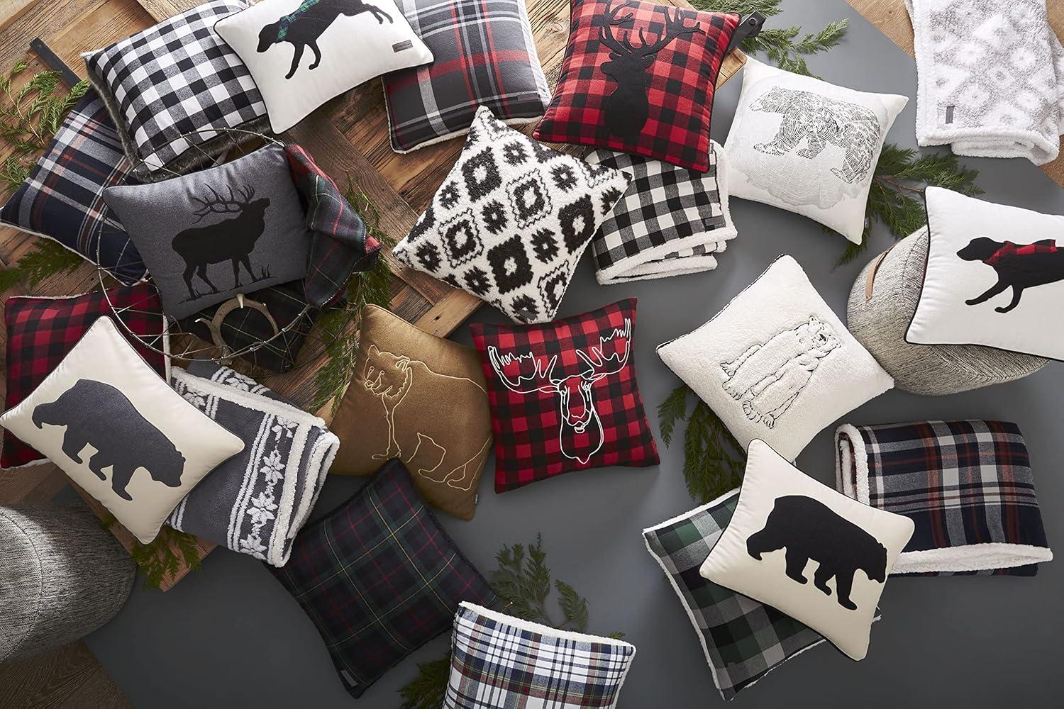 imageEddie Bauer Home Throw Pillow with Zipper Closure Perfect Luxurious Bedding Set for Bed or Sofa 16quot x 20quot Bear Twill BlackElk CharcoalBlack