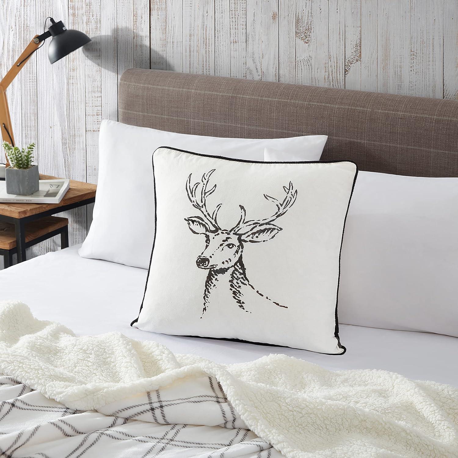 imageEddie Bauer Home Throw Pillow with Zipper Closure Perfect Luxurious Bedding Set for Bed or Sofa 16quot x 20quot Bear Twill BlackMorning Stag BlackWhite