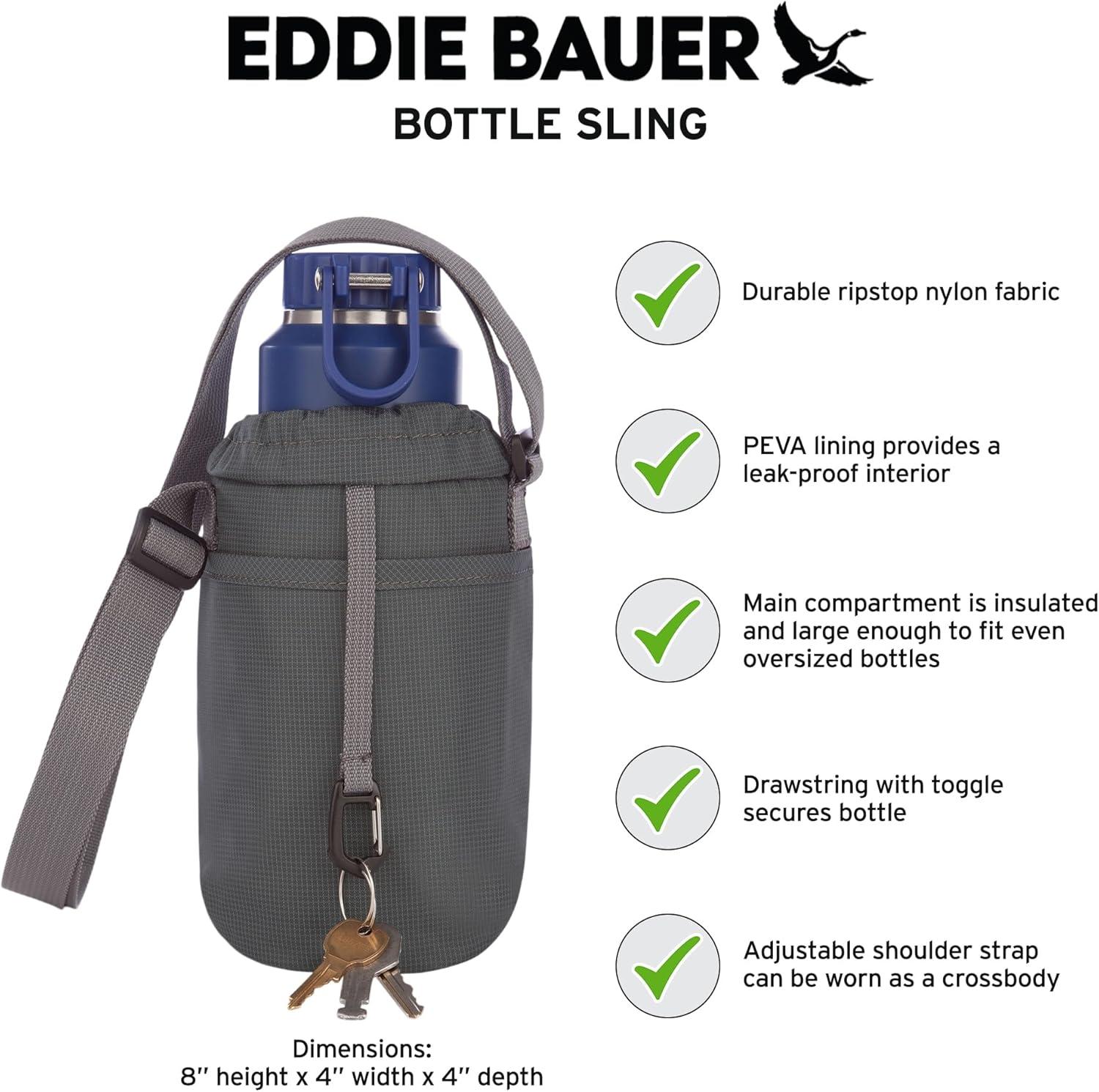 imageEddie Bauer Insulated Bottle Bag Sling Work Travel Outdoor BlackBlack