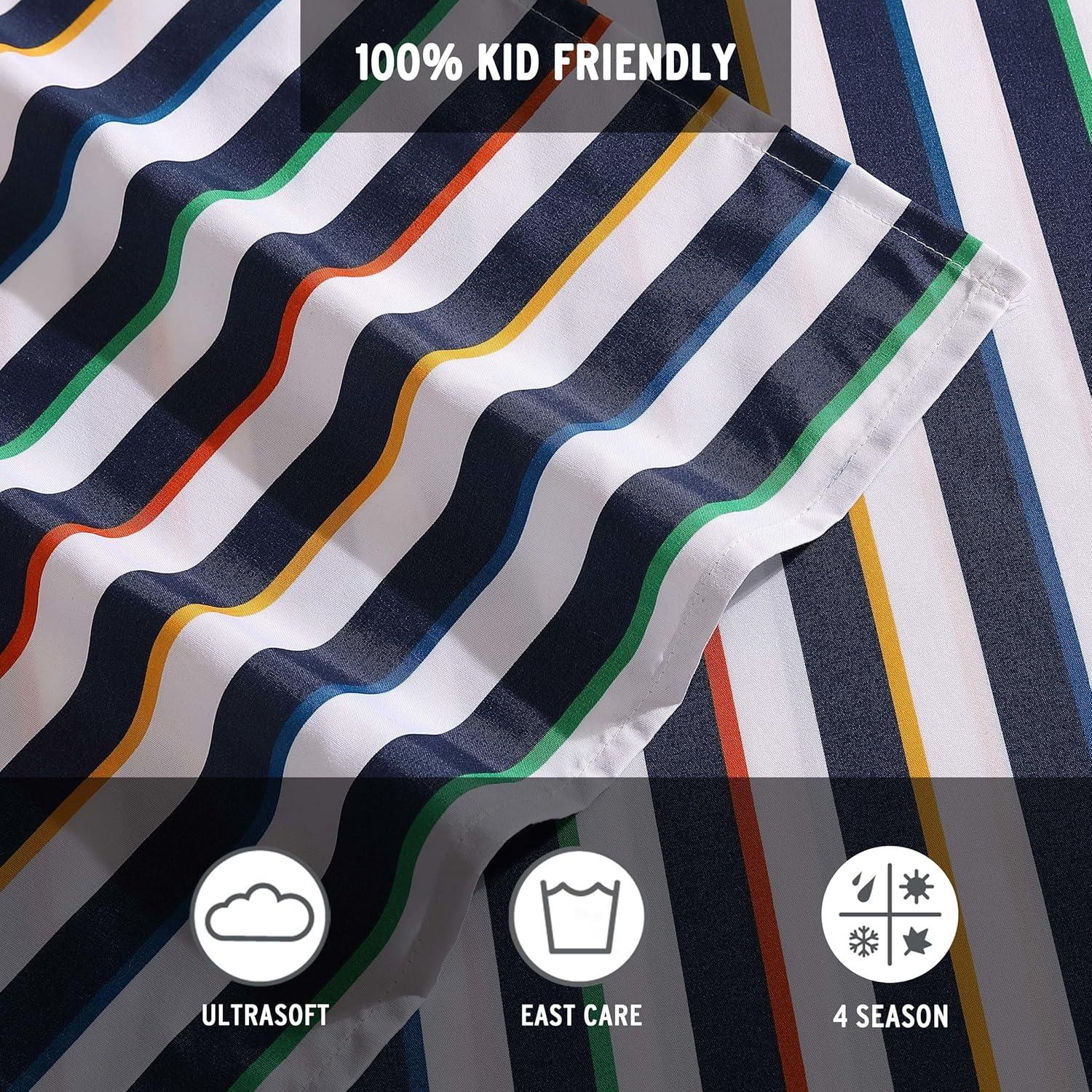 imageEddie Bauer Kids Twin Sheets StainResistant Toddler Bedding with Matching Shams Super Soft Ideal Boy Room Essentials Fish Lake White TwinStripes Game Blue