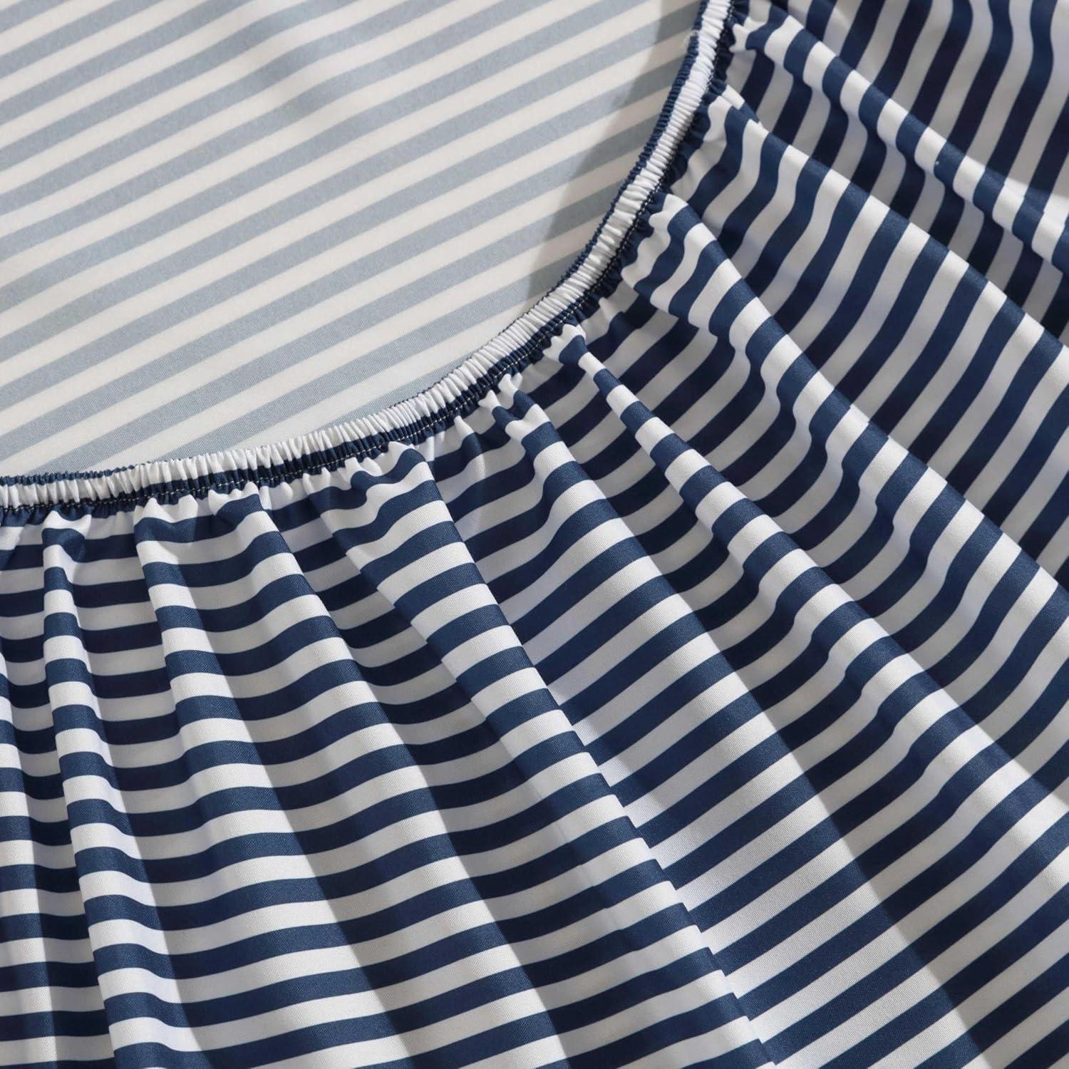 imageEddie Bauer Kids Twin Sheets StainResistant Toddler Bedding with Matching Shams Super Soft Ideal Boy Room Essentials Fish Lake White TwinVivid Stripe Blue