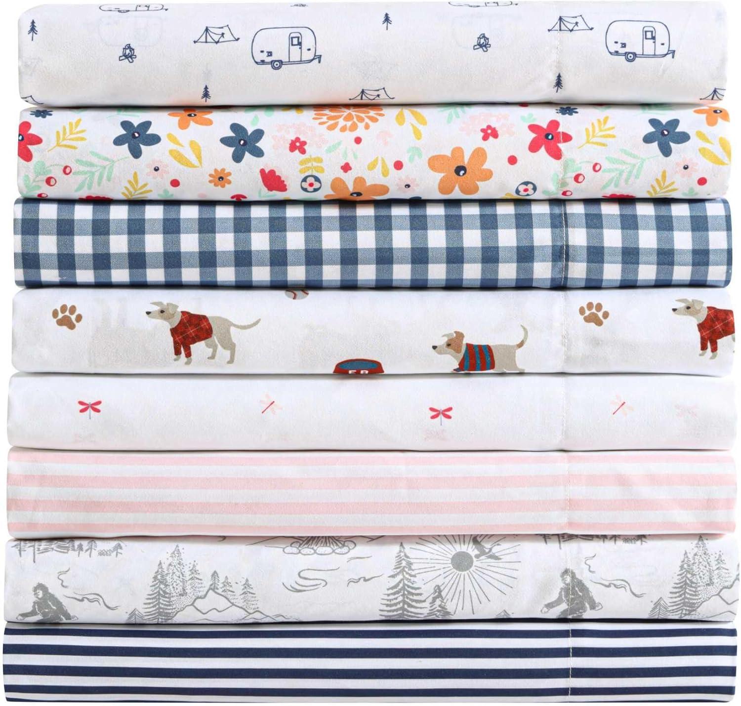 imageEddie Bauer Kids Twin Sheets StainResistant Toddler Bedding with Matching Shams Super Soft Ideal Boy Room Essentials Fish Lake White TwinVivid Stripe Blue