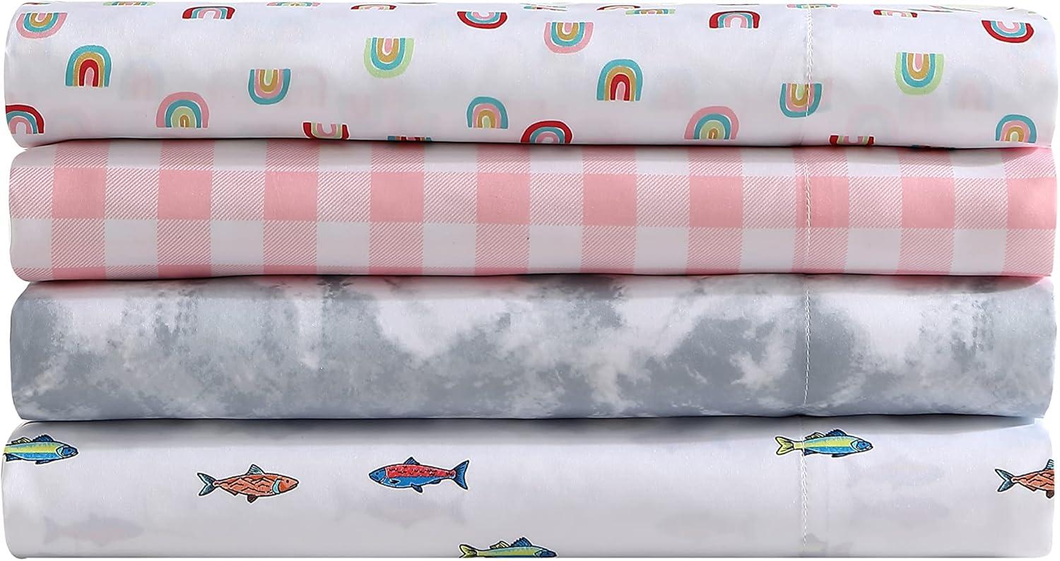 imageEddie Bauer Kids Twin Sheets StainResistant Toddler Bedding with Matching Shams Super Soft Ideal Girl Room Essentials Poppy Plaid Pink TwinSunnyvale Rainbow WhiteMulti