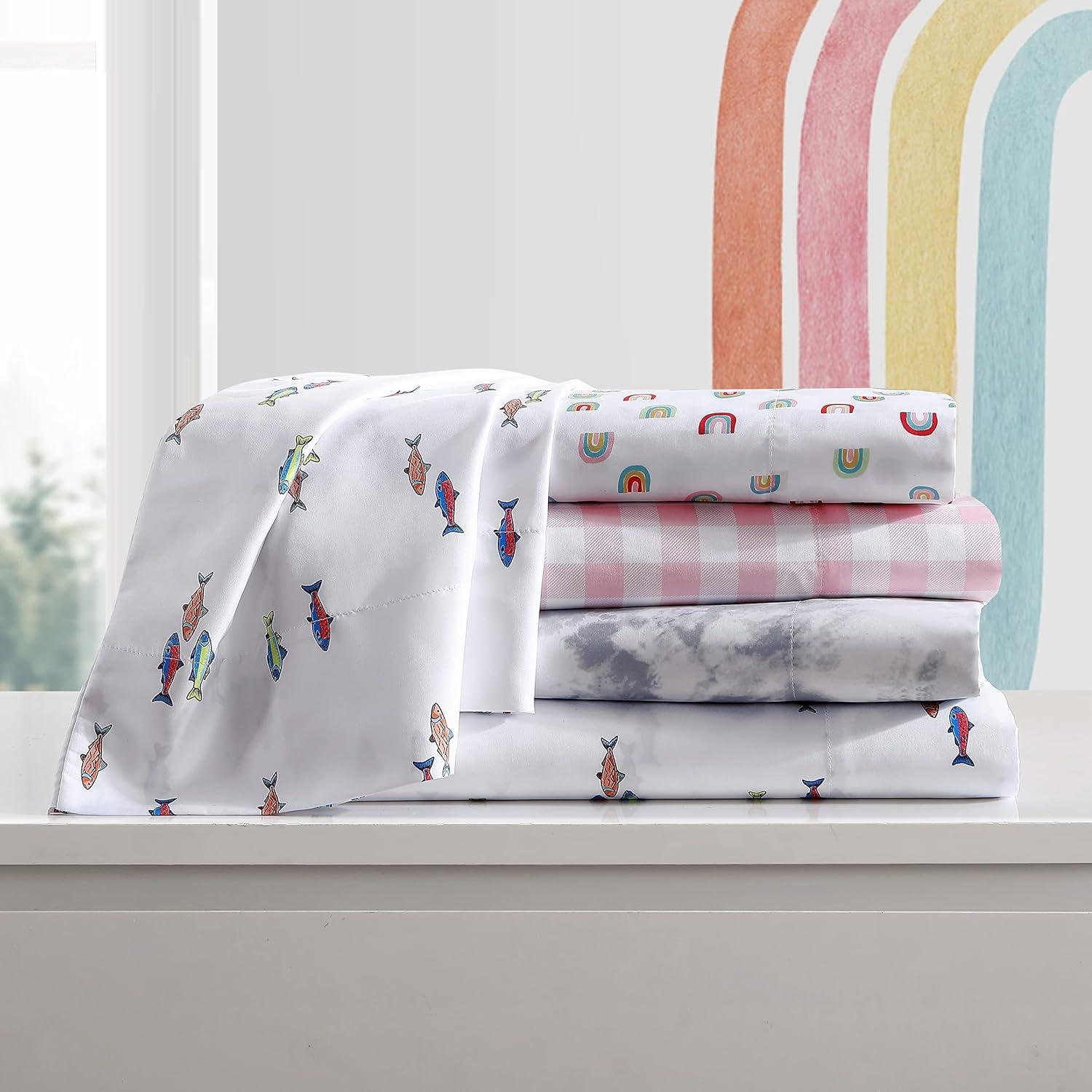 imageEddie Bauer Kids Twin Sheets StainResistant Toddler Bedding with Matching Shams Super Soft Ideal Girl Room Essentials Poppy Plaid Pink TwinSunnyvale Rainbow WhiteMulti