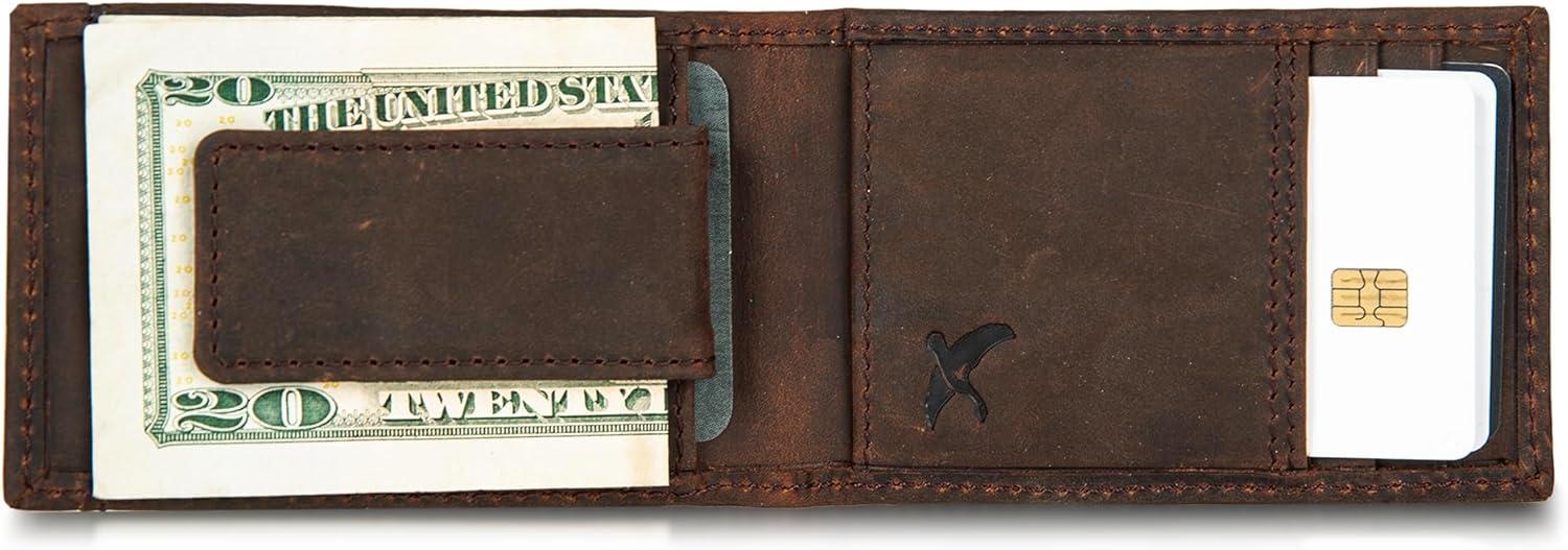 imageEddie Bauer Men Signature Money Clip Card Case Wallet Available in Ripstop Nylon Cotton Canvas or Leather Embossed Leather Tan One Size