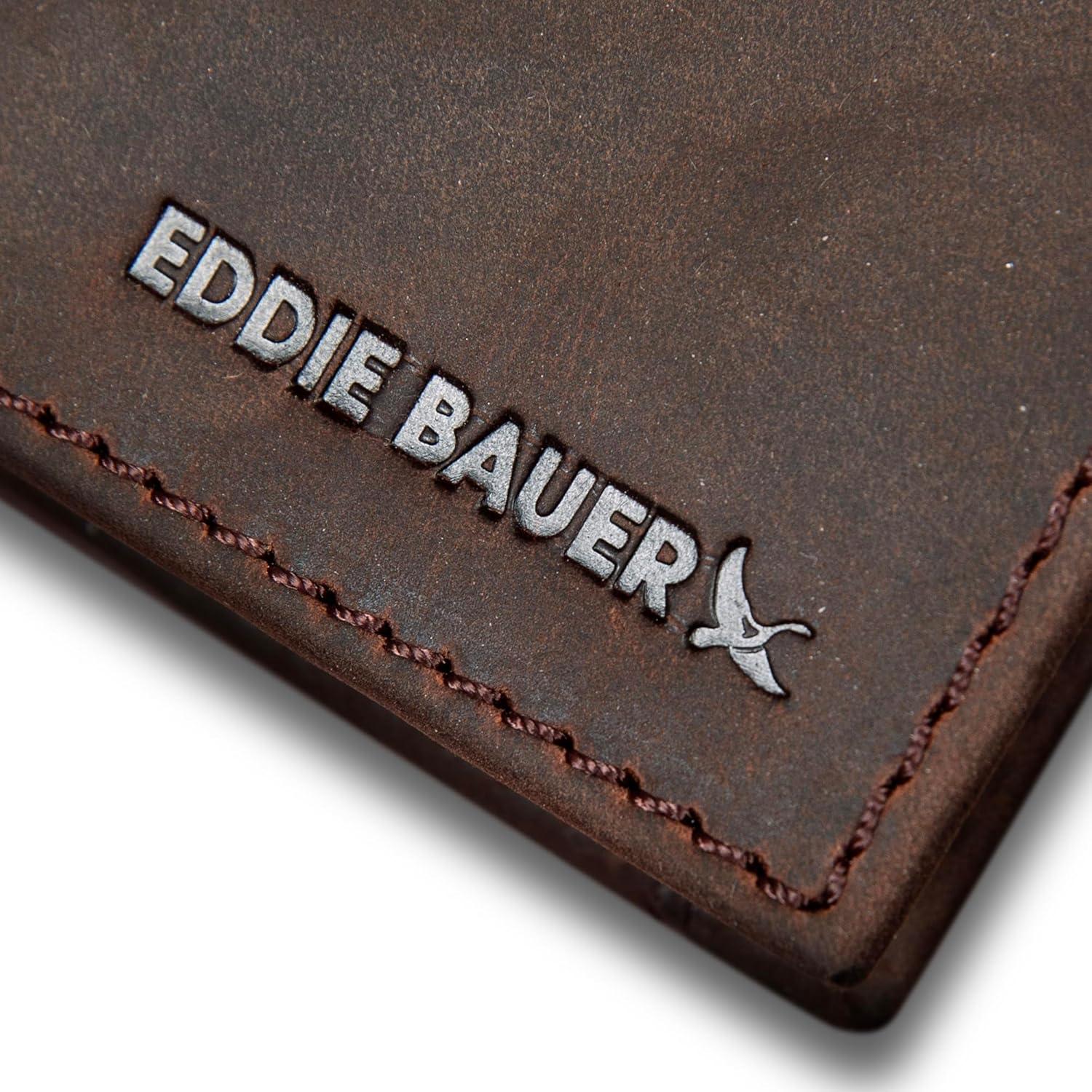 imageEddie Bauer Men Signature Money Clip Card Case Wallet Available in Ripstop Nylon Cotton Canvas or Leather Embossed Leather Tan One Size