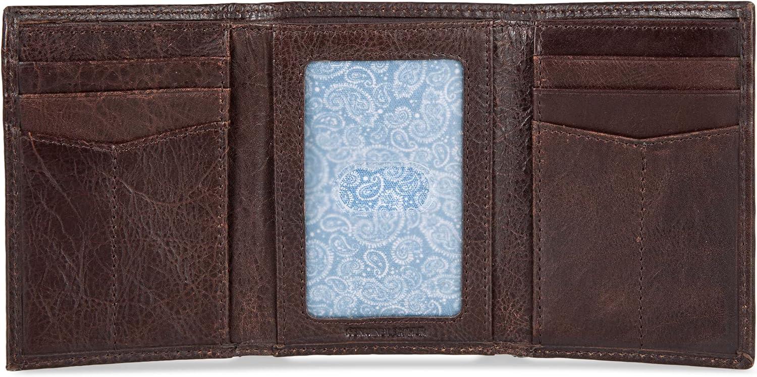 imageEddie Bauer Men Signature Trifold WalletLeather Logo Brown