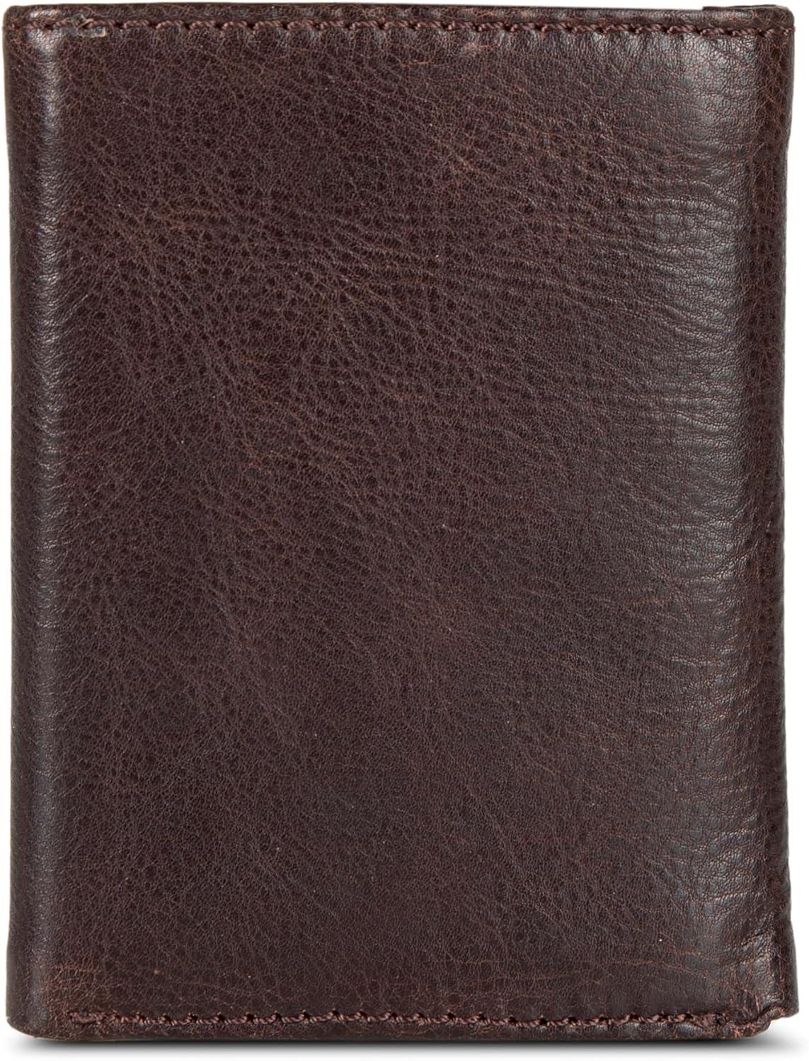 imageEddie Bauer Men Signature Trifold WalletLeather Logo Brown