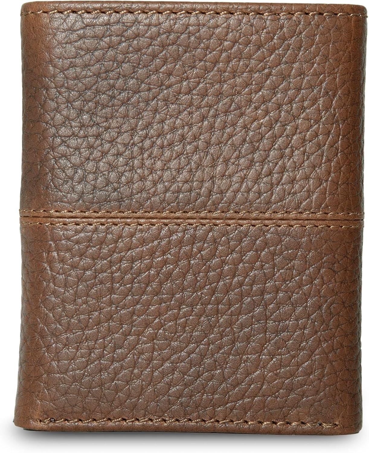 imageEddie Bauer Men Signature Trifold WalletRugged Leather Tan