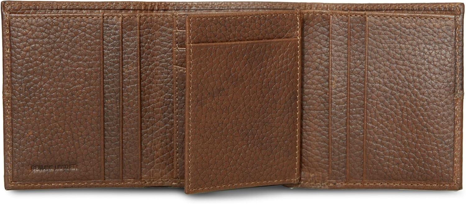 imageEddie Bauer Men Signature Trifold WalletRugged Leather Tan