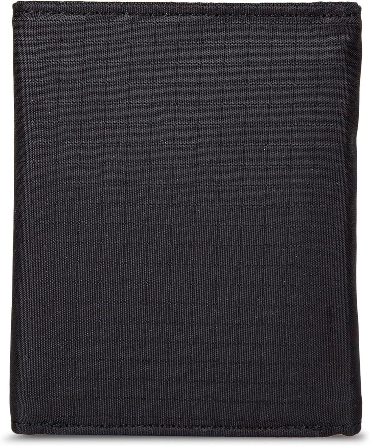 imageEddie Bauer Mens Fabric Trifold Wallet Money Clip RFID Protection ID Window Genuine Leather EDCRipstop Nylon Black