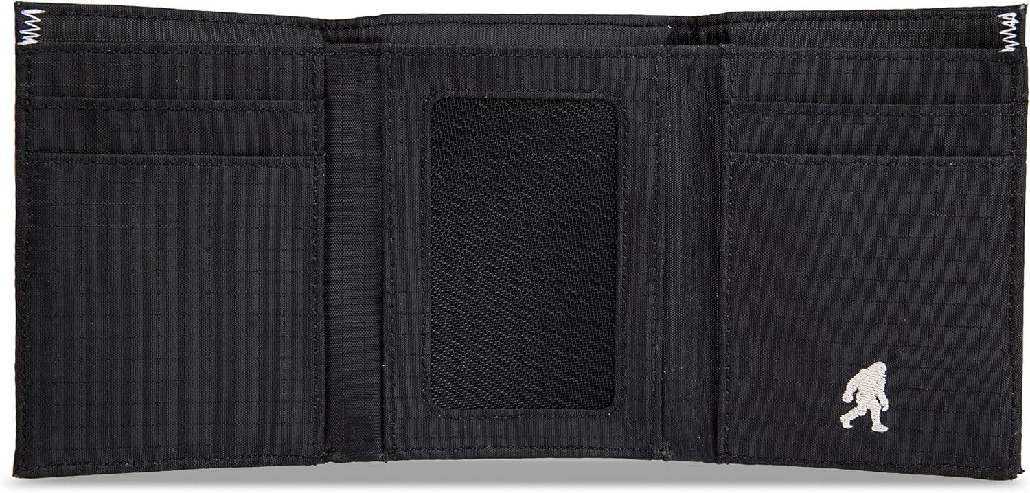 imageEddie Bauer Mens Fabric Trifold Wallet Money Clip RFID Protection ID Window Genuine Leather EDCRipstop Nylon Black