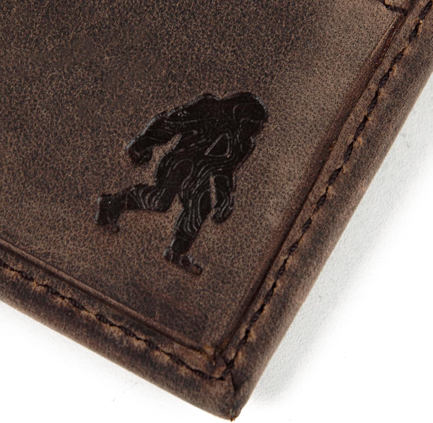 imageEddie Bauer Mens Rugged Leather Bifold Wallet Money Clip RFID Protection ID Window Genuine Leather EDCEmbossed Leather Tan