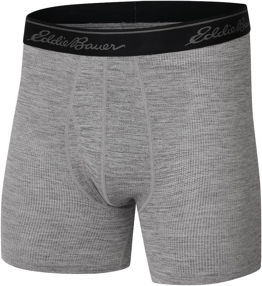 imageEddie Bauer Mens Standard 6quot Boxer Briefs Underwear 2 Pack Cotton Or AirknitAir Knit CharcoalNavy