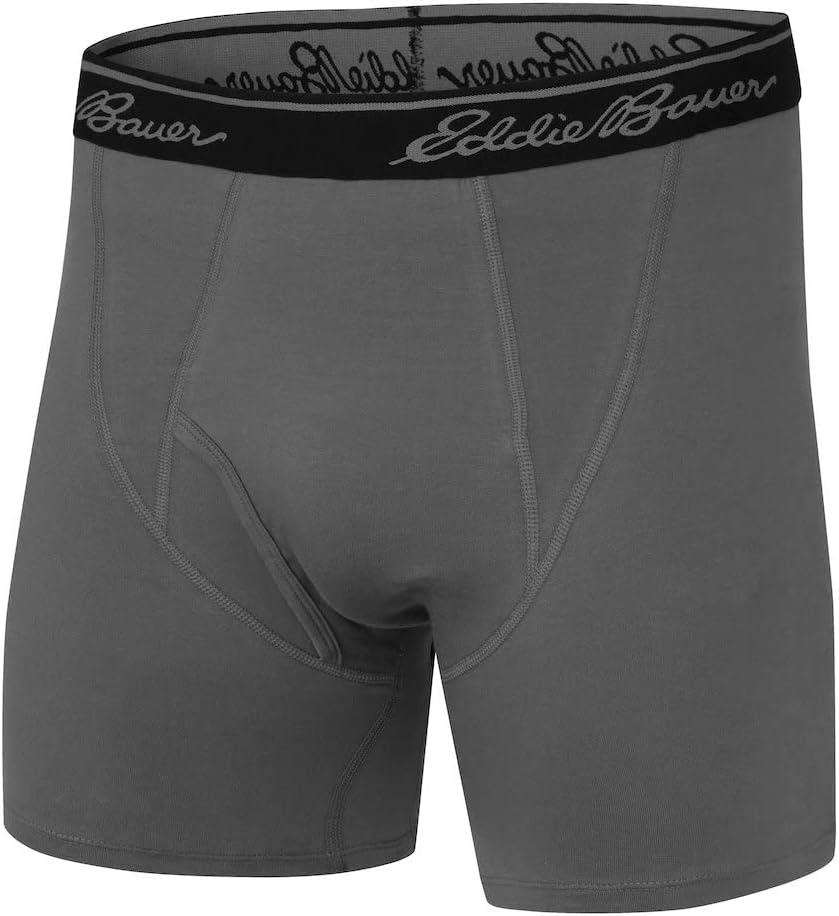 imageEddie Bauer Mens Standard 6quot Boxer Briefs Underwear 2 Pack Cotton Or AirknitCotton CharcoalNavy