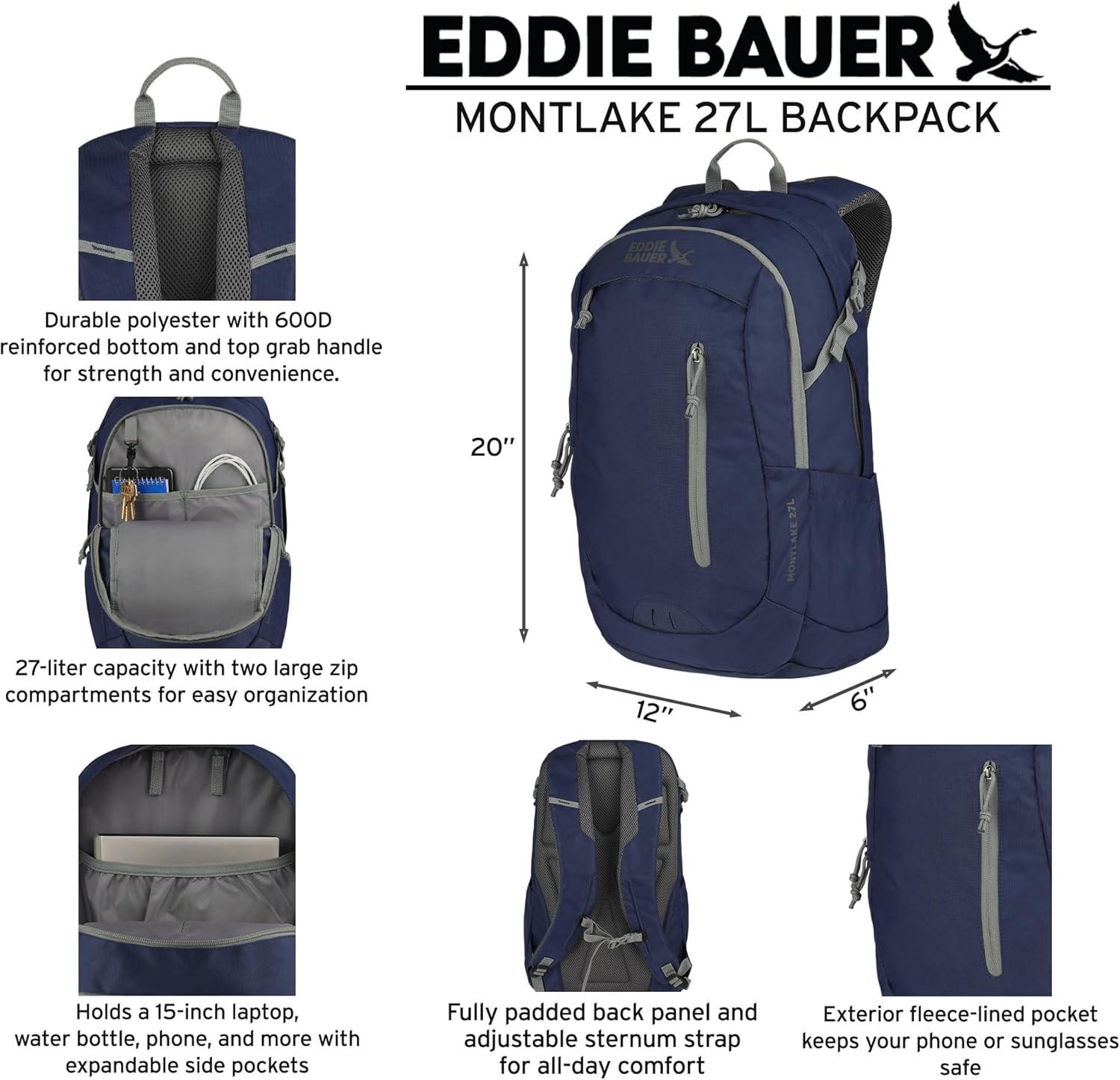 imageEddie Bauer Montlake Backpack Travel Commuting Laptop Everyday Carry 27L Dark RubyDark Ruby