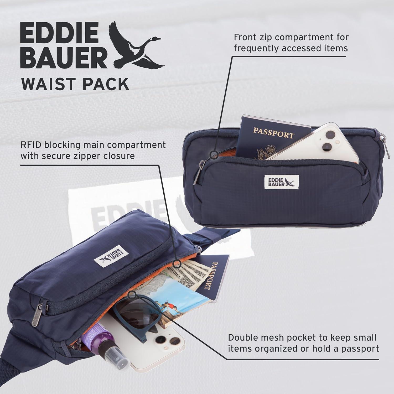 imageEddie Bauer Multipurpose RFIDBlocking Lightweight Travel Waistpack BagBrook