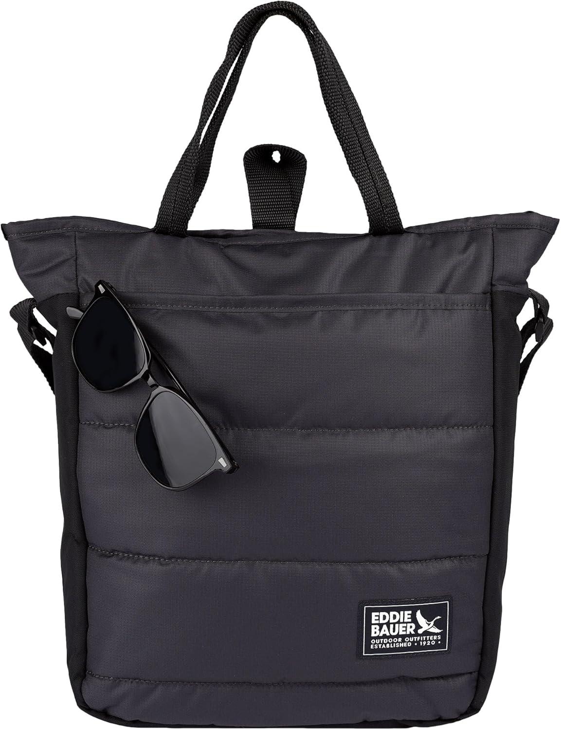 imageEddie Bauer Ripstop Nylon Puffer Day Tote Bag Everyday Carry Tote Travel VacationCarbon