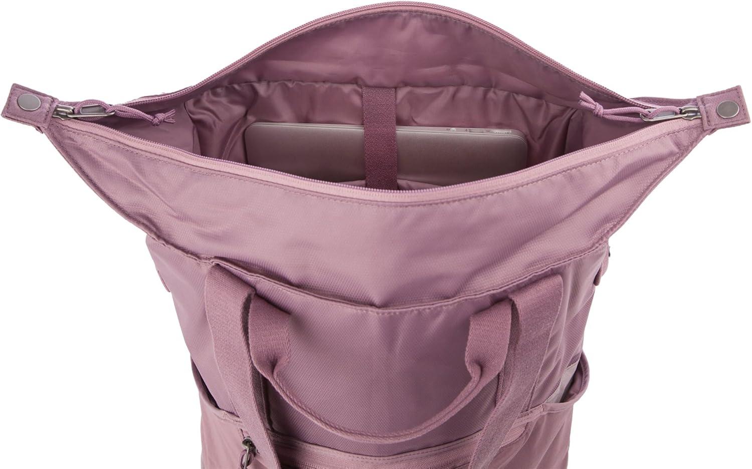 imageEddie Bauer Skylar Tote Bag EDC Work Travel Laptop Sleeve Mesh Pockets Convertible Top Handle 25LDusty Violet