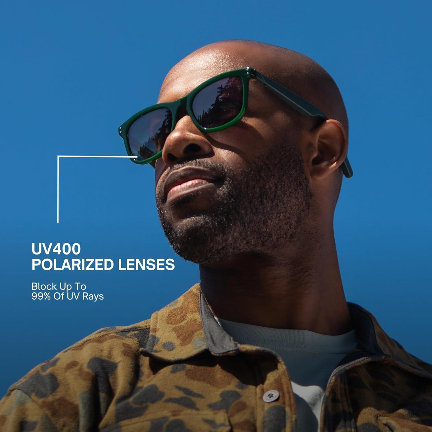 imageEddie Bauer Smart Glasses for Men Bluetooth Smart Glasses with UV400 Polarized Lenses Open Ear Speakers ampamp Microphone Navigator StandardVelocity Standard