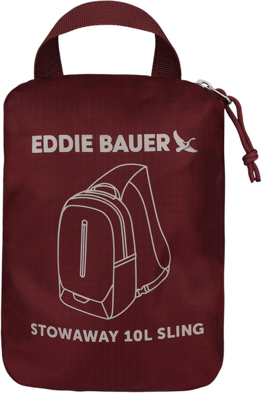 imageEddie Bauer Stowaway Packable Sling Bag Foldable Travel Outdoor Lightweight Compact Everyday Carry Ripstop Nylon 10L Dark SmokeBlack Cherry