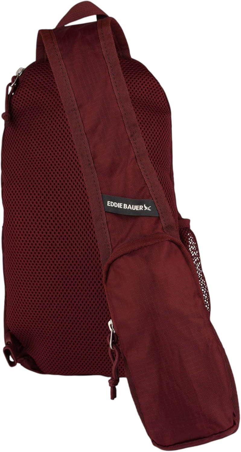 imageEddie Bauer Stowaway Packable Sling Bag Foldable Travel Outdoor Lightweight Compact Everyday Carry Ripstop Nylon 10L Dark SmokeBlack Cherry