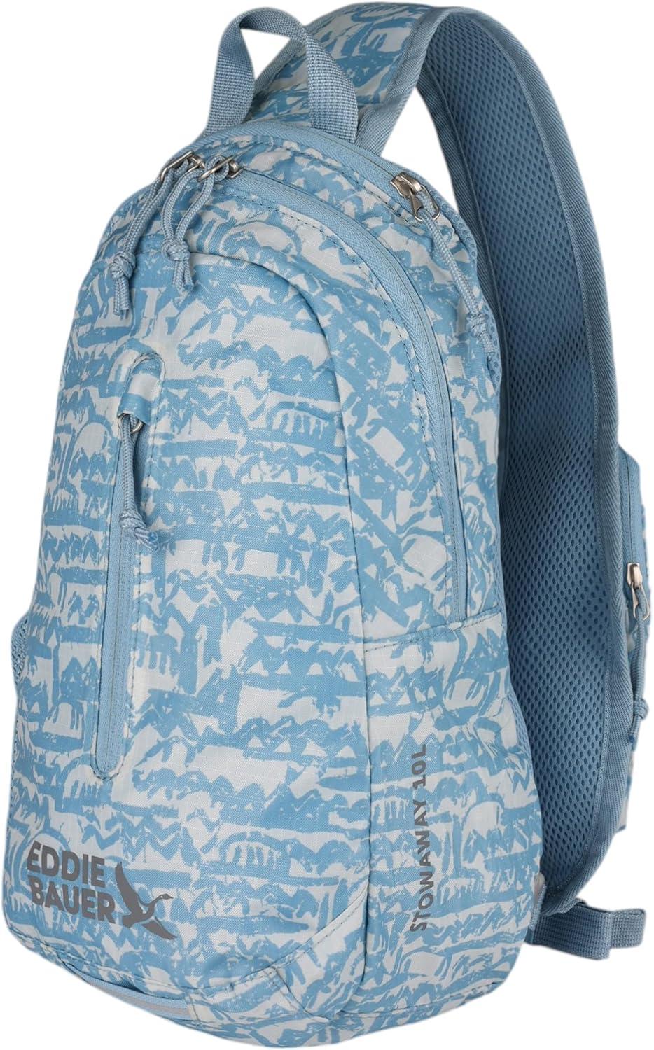 imageEddie Bauer Stowaway Packable Sling Bag Foldable Travel Outdoor Lightweight Compact Everyday Carry Ripstop Nylon 10L Dark SmokeBlue Fog